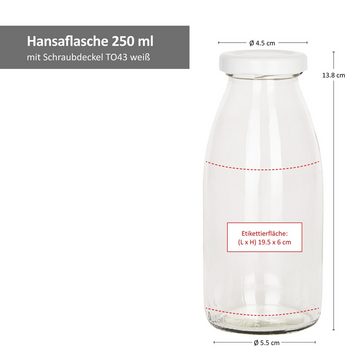 MamboCat Vorratsglas 12er Set Hansaflasche 250ml Deckel To 43 weiß, Glas