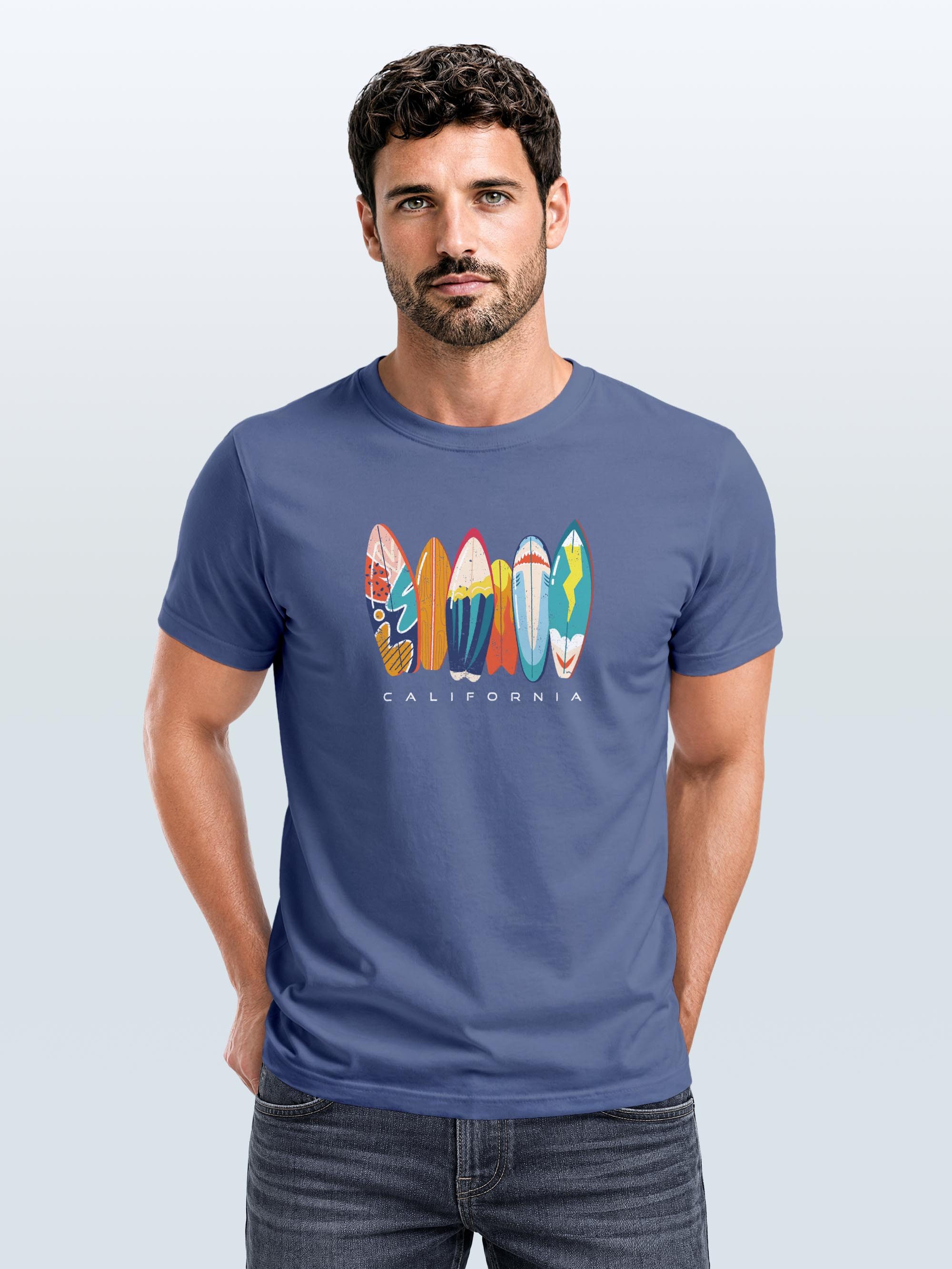 Neverless Print-Shirt Herren T-Shirt California Surfboards Surfing Motiv Printshirt mit Print