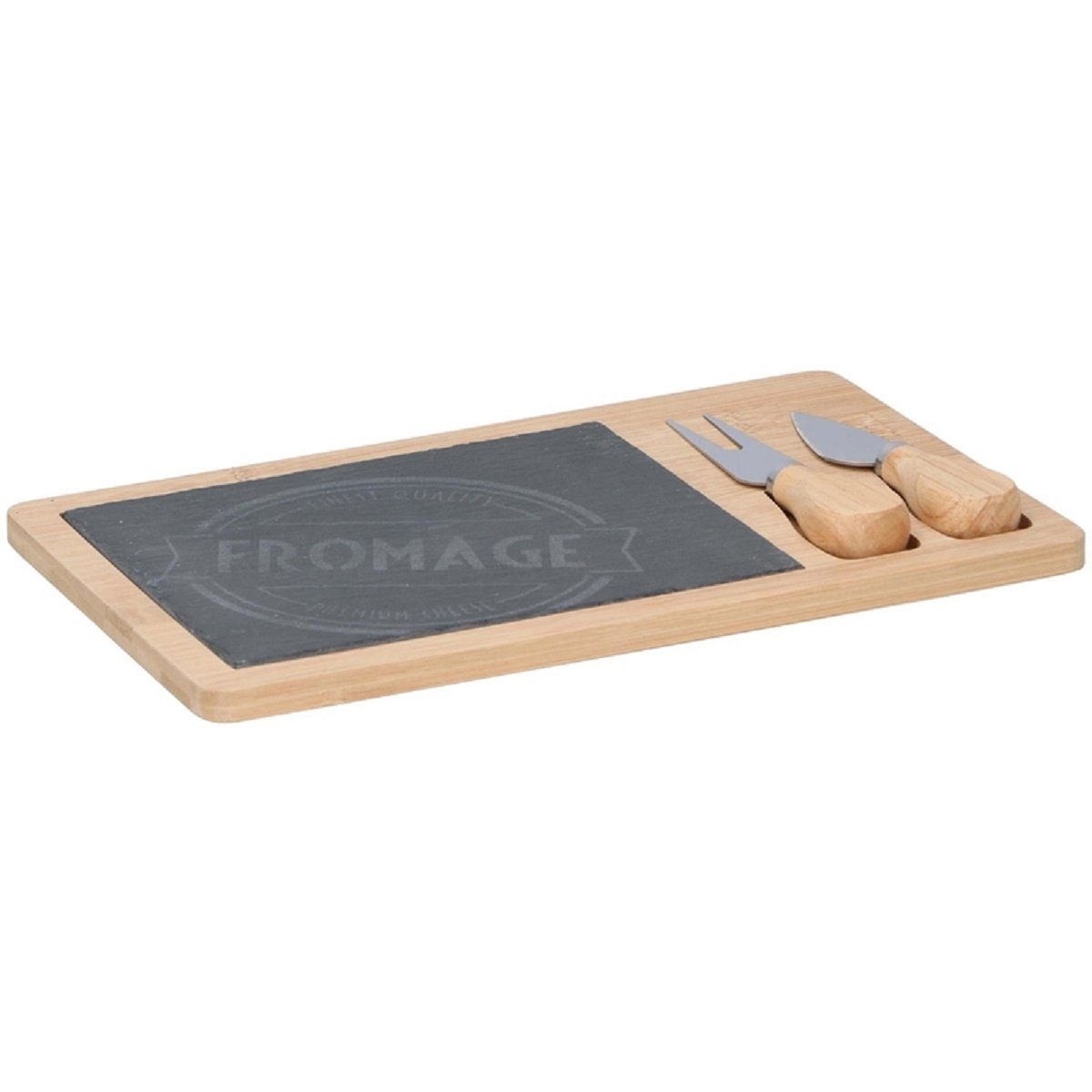 *Alpina* Käsebrett Bambus KÄSEBRETT 36x26cm mit Käsebesteck Käse Messer Schneidebrett 48, Bambus, Käsegabel