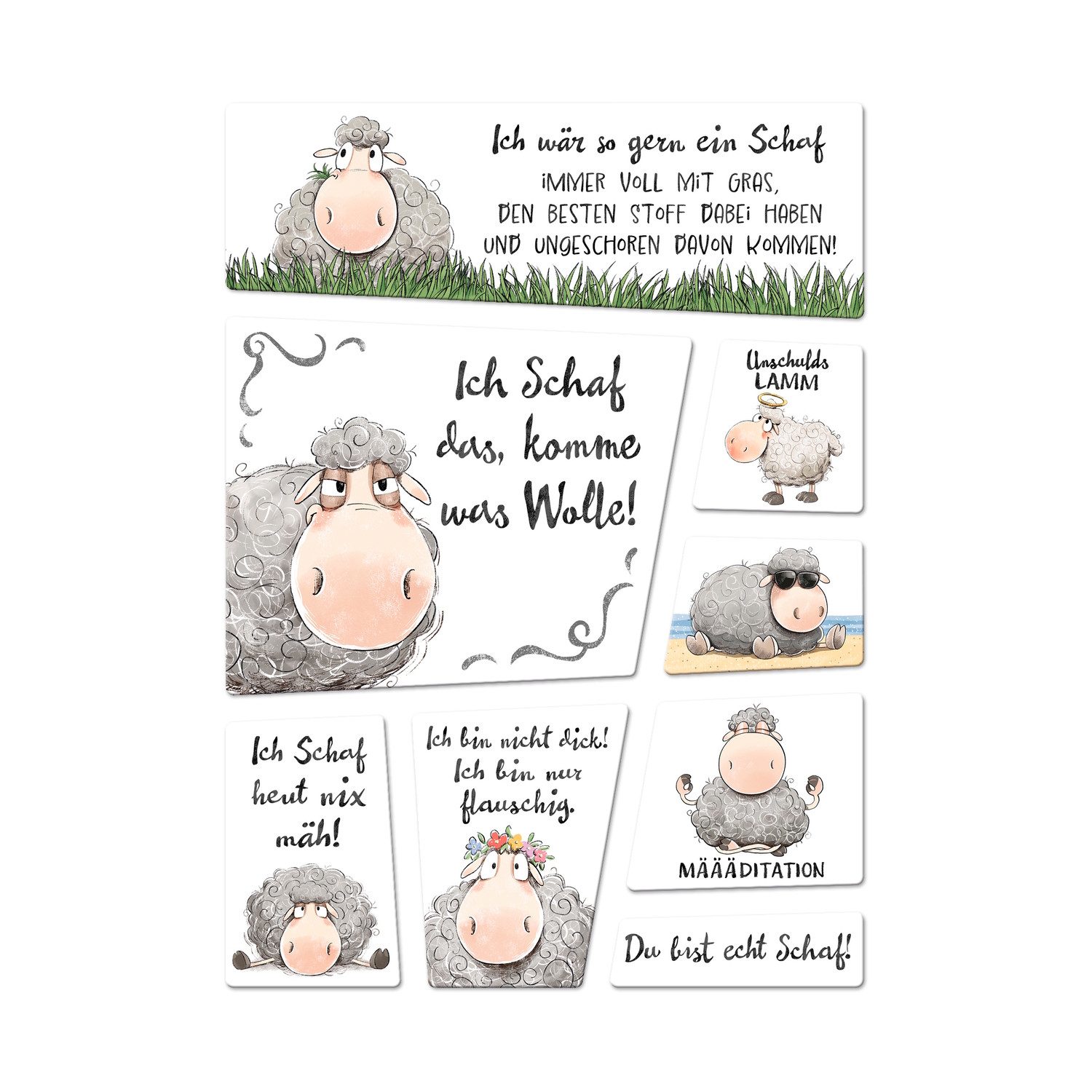 speecheese Magnet Schaf Magnet Set mit Spruch Ich bin nur flauschig nicht dick