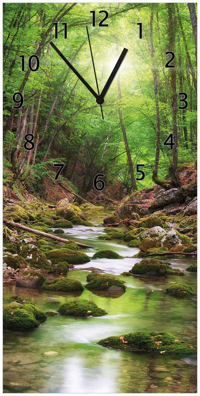 Wallario Wanduhr Fluss im Wald (Uhr aus Acryl)