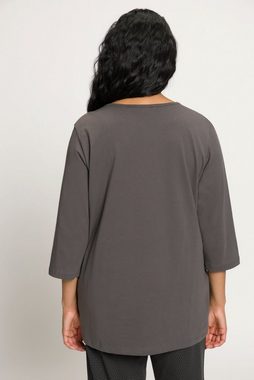 Ulla Popken Pyjamaoberteil Pyjamashirt Spitze V-Ausschnitt 3/4-Arm