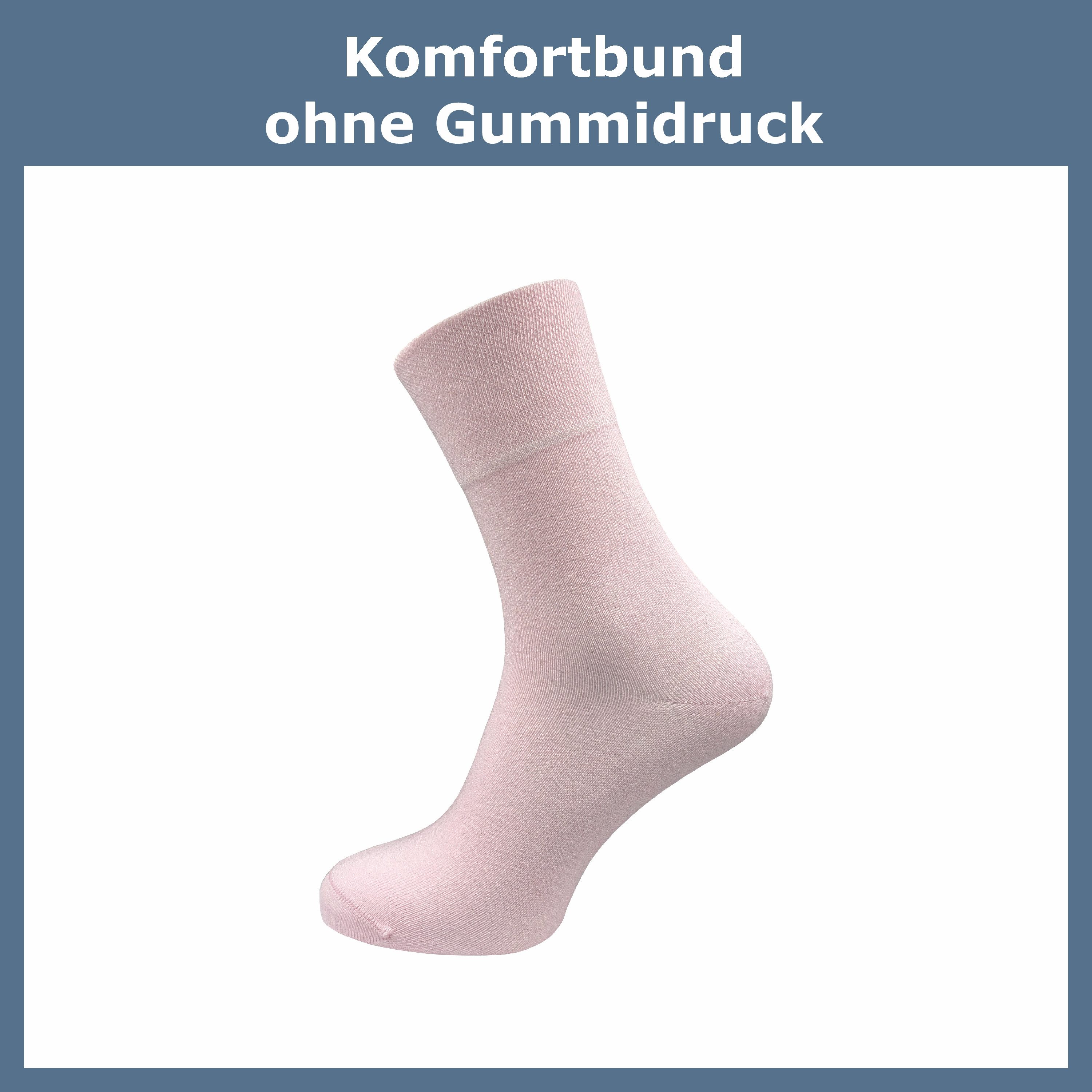 GAWILO Diabetikersocken für Damen ohne Gummidruck & ohne drückende Naht (6 Paar) Extra breiter Piquet-Strick am Komfortbund der nicht einschneidet