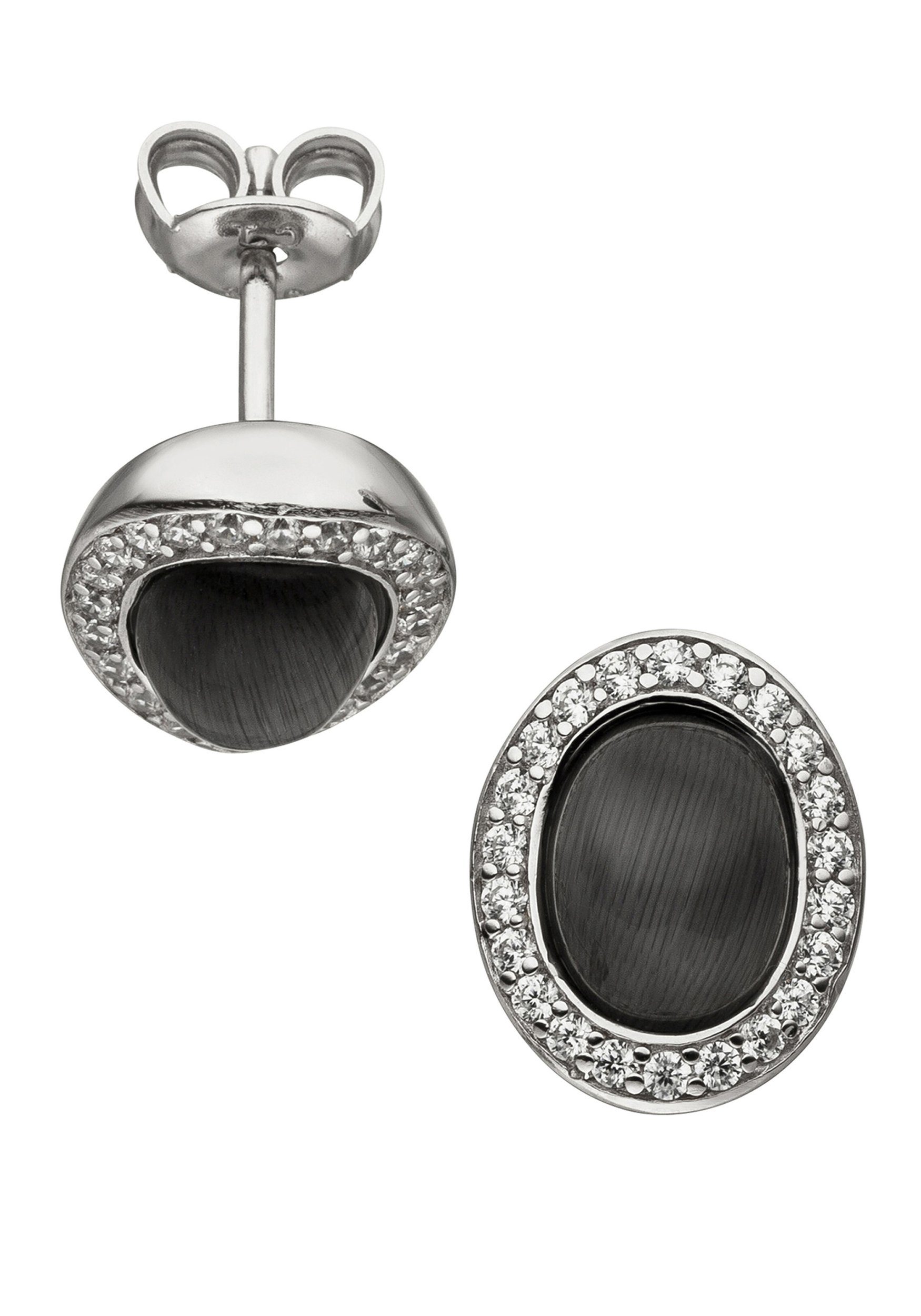 44 Paar Silber 925 Ohrringe und JOBO Ohrstecker mit Mondstein-Imitation Zirkonia,