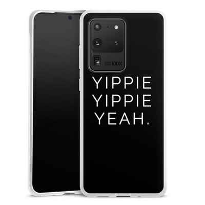 DeinDesign Handyhülle Yippie Yippie Yeah Black, Samsung Galaxy S20 Ultra 5G Silikon Hülle Bumper Case Smartphone Cover