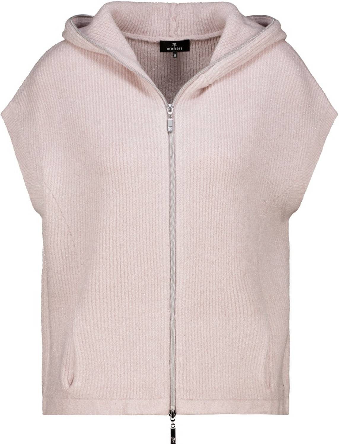 Monari Strickweste 809911 Strickweste mit Lurex, Kapuze und Reißverschluss