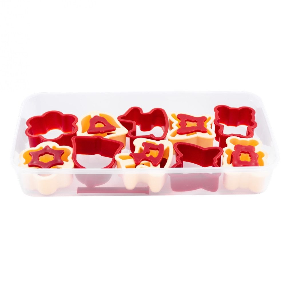 Doraplast Ausstechform Keksausstecher-Set, (13-St), 13-teiliges Komplettset mit Reinigungsstäbchen und Aufbewahrungsbox