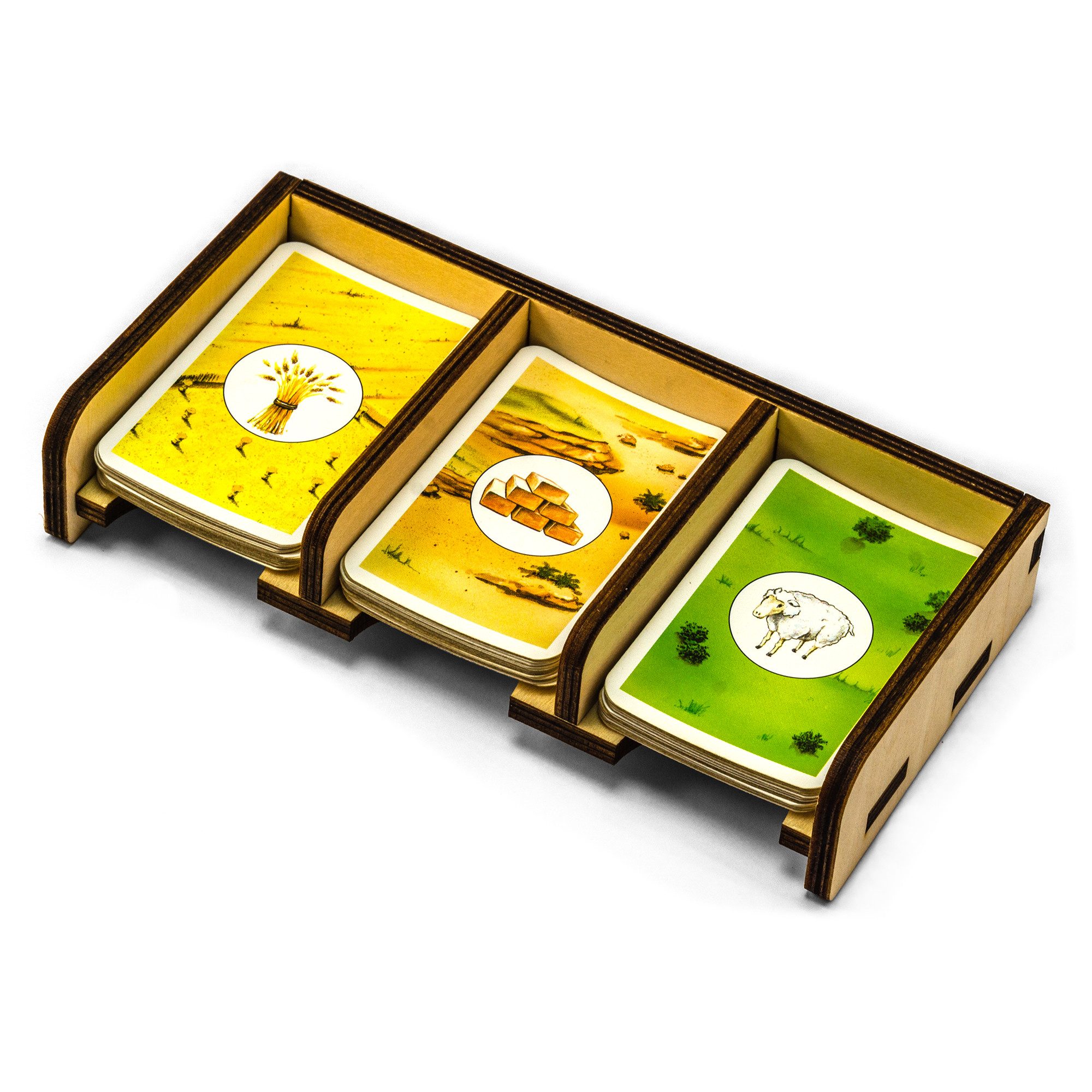 Waldfelsen Spiel – Spielkartenhalter Holz Organizer passend für Die Siedler von Catan, Spielmaterial, Verschiedene Größen