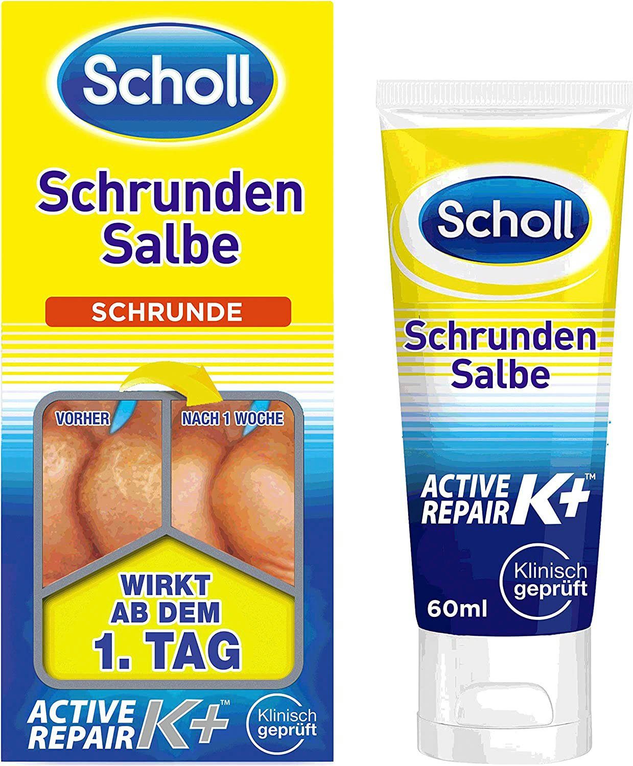 Fußcreme Schrunden Scholl K+, Salbe Active Repair