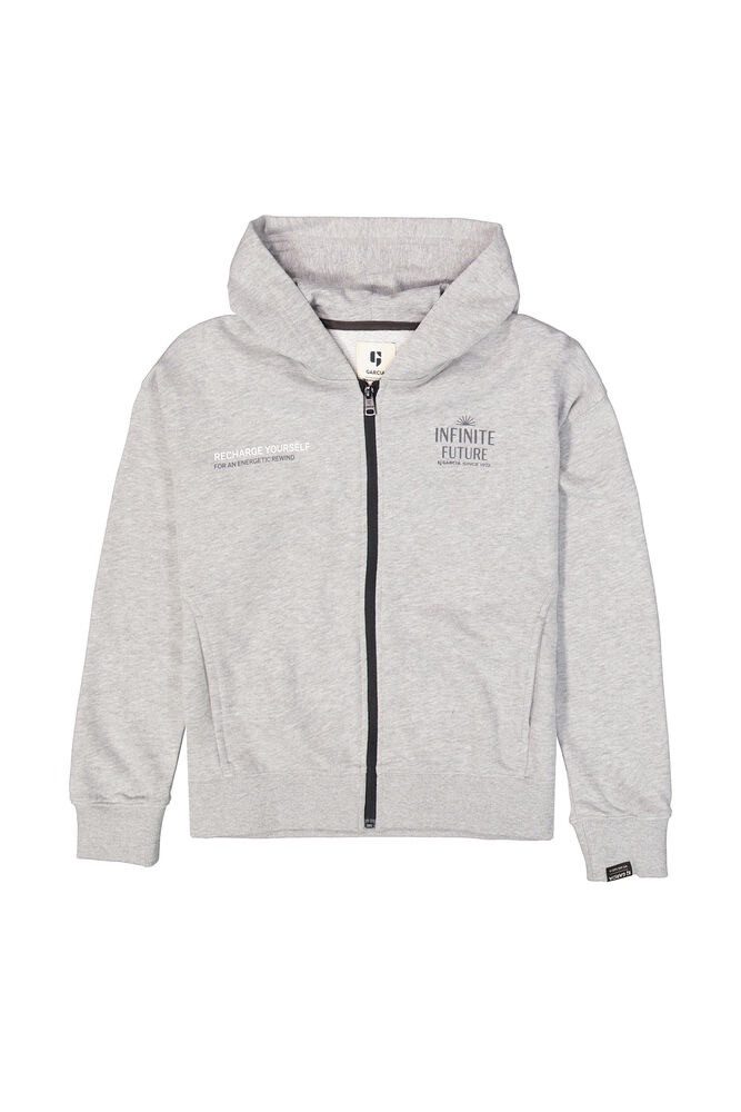 Garcia Kapuzensweatjacke Grauer Kinder-Cardigan mit Textprint (C53663-66)