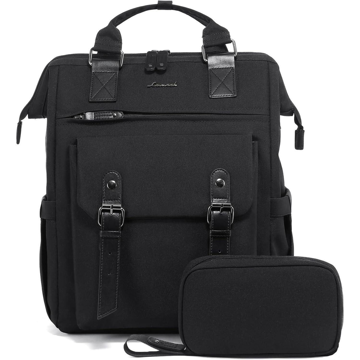 Laptoprucksack Großer Laptop Rucksack Damen 17 Zoll Schwarz: Wasserdicht