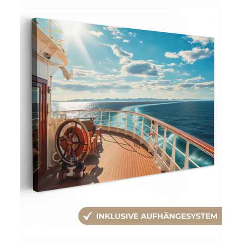 OneMillionCanvasses® Leinwandbild Boot - Wasser - Meer - Segeln - Sonne - Maritim, (1 St), Wandbild Leinwandbilder, Aufhängefertig, Wanddeko, 30x20 cm