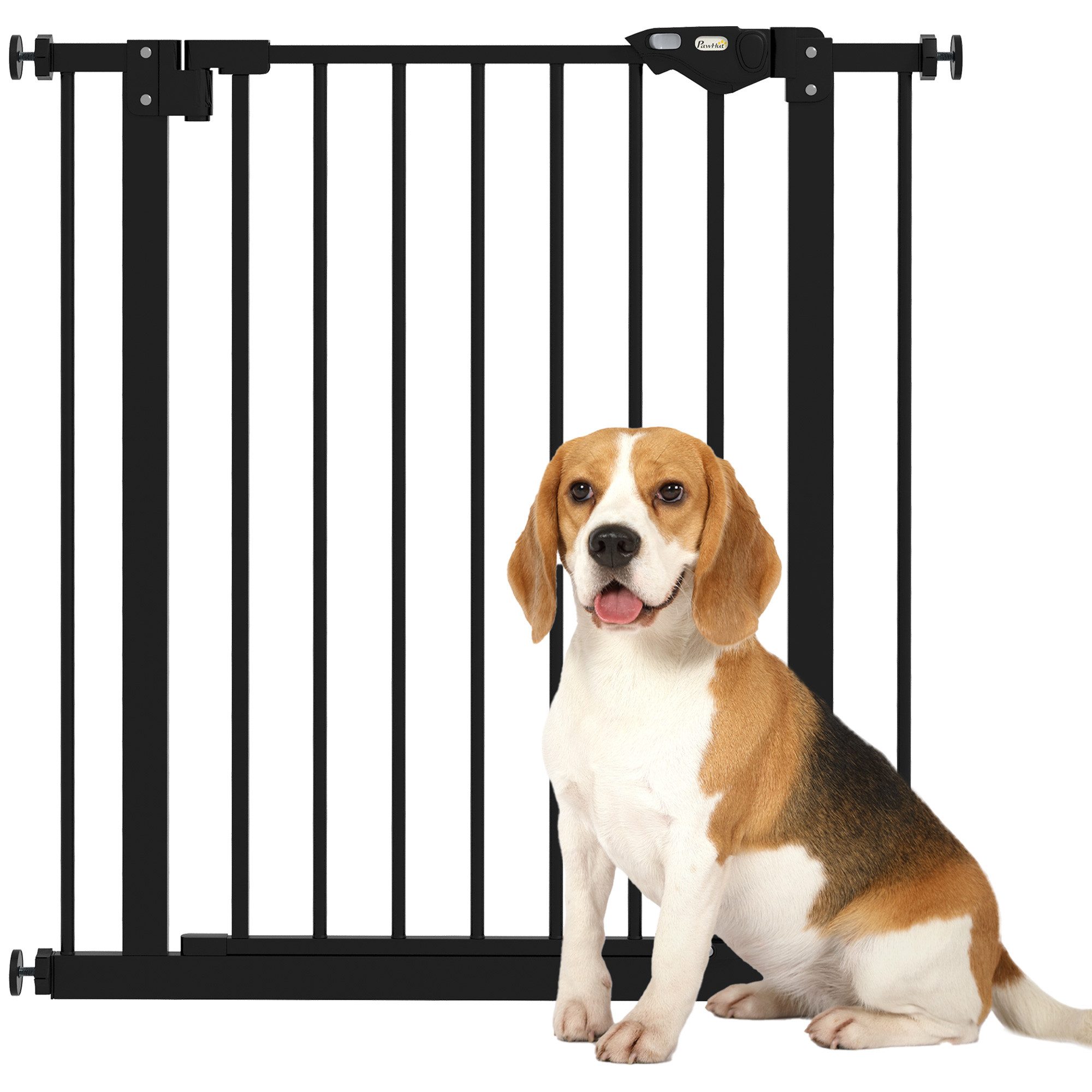 PawHut Hundegitter Türgitter ohne Bohren mit Auto-Close Treppengitter (Absperrgitter, 1 St., Türschutzgitter), für Garten, Balkon, Schwarz – Bild 2 von 5