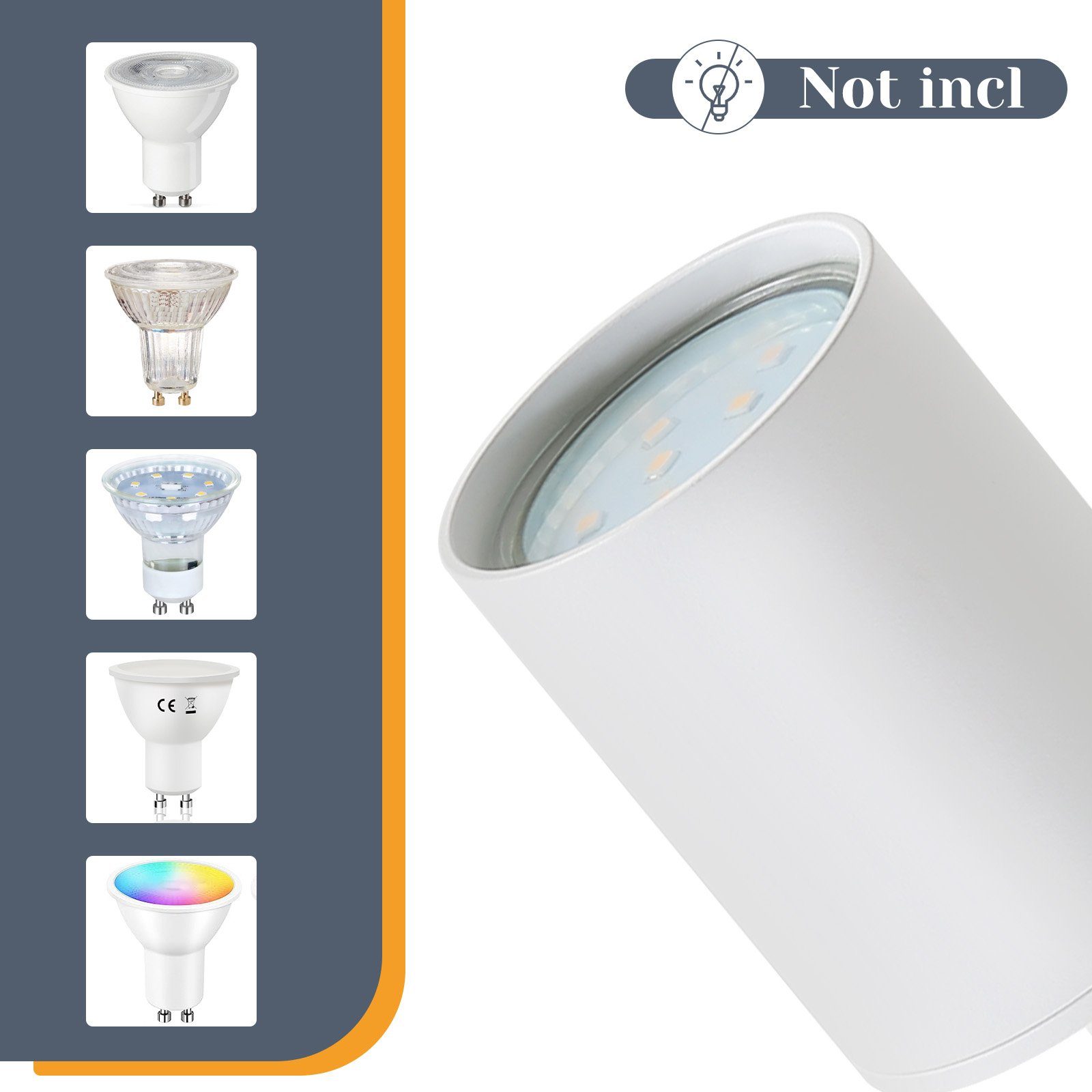 GU10, für Weiß Deckenlampe ohne LED Schlafzimmer mit Küche Flur 330°, Deckenleuchte 1/5/6 Deckenstrahler Schwenbar Wohnzimmer Leuchtmittel, Deckenspots Nettlife Flammig