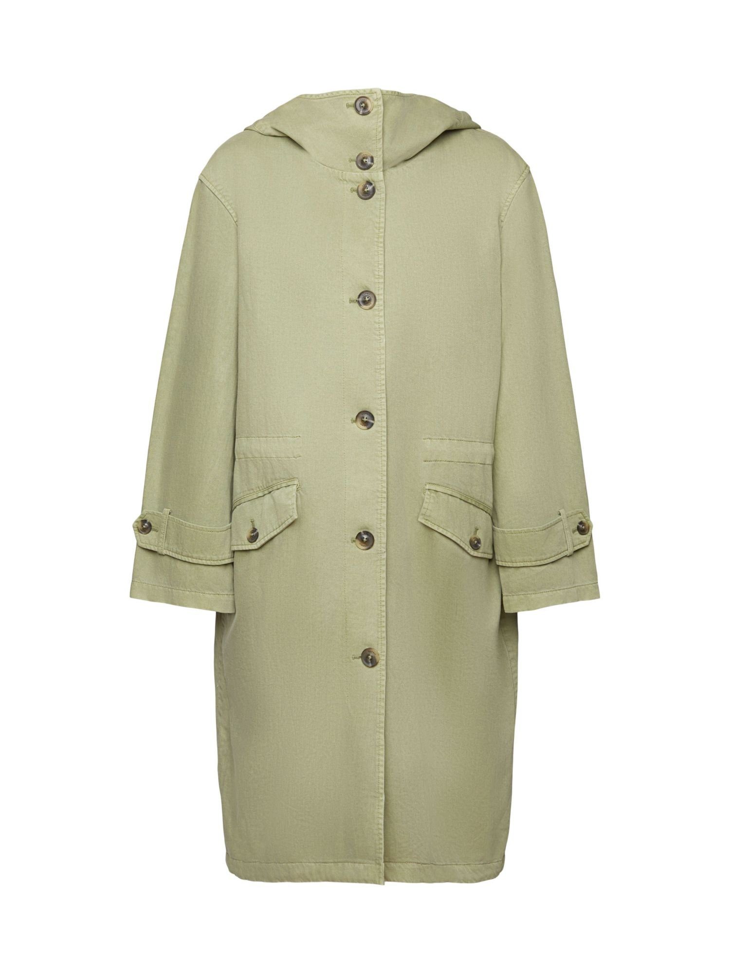 Esprit Trenchcoat Kapuzenmantel mit Kordelzug in der Taille