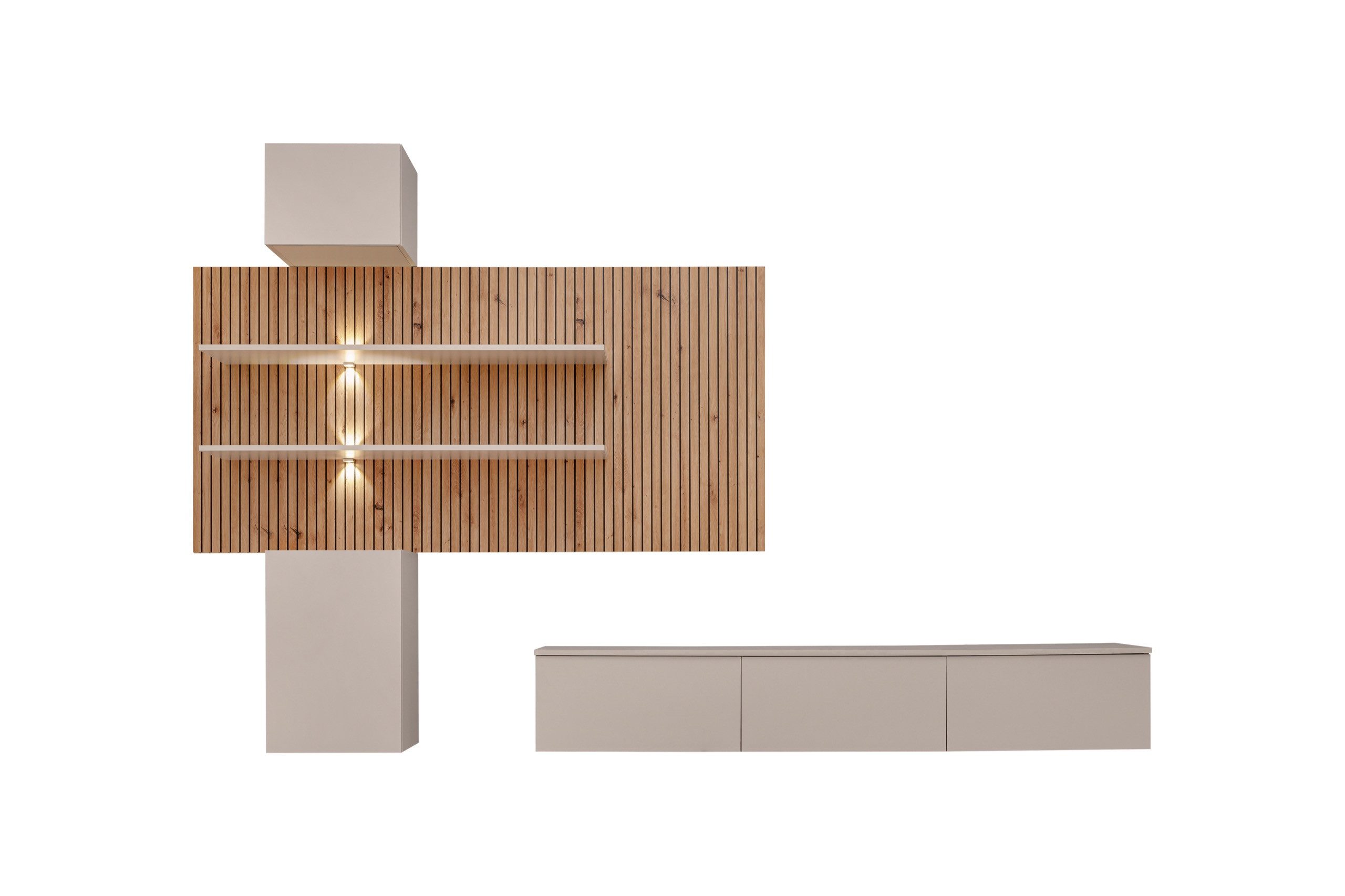 ASM-Moebel Wohnwand Wohnzimmer Schrankwand GUSTO PW B mit Led B. Push - Cli günstig online kaufen