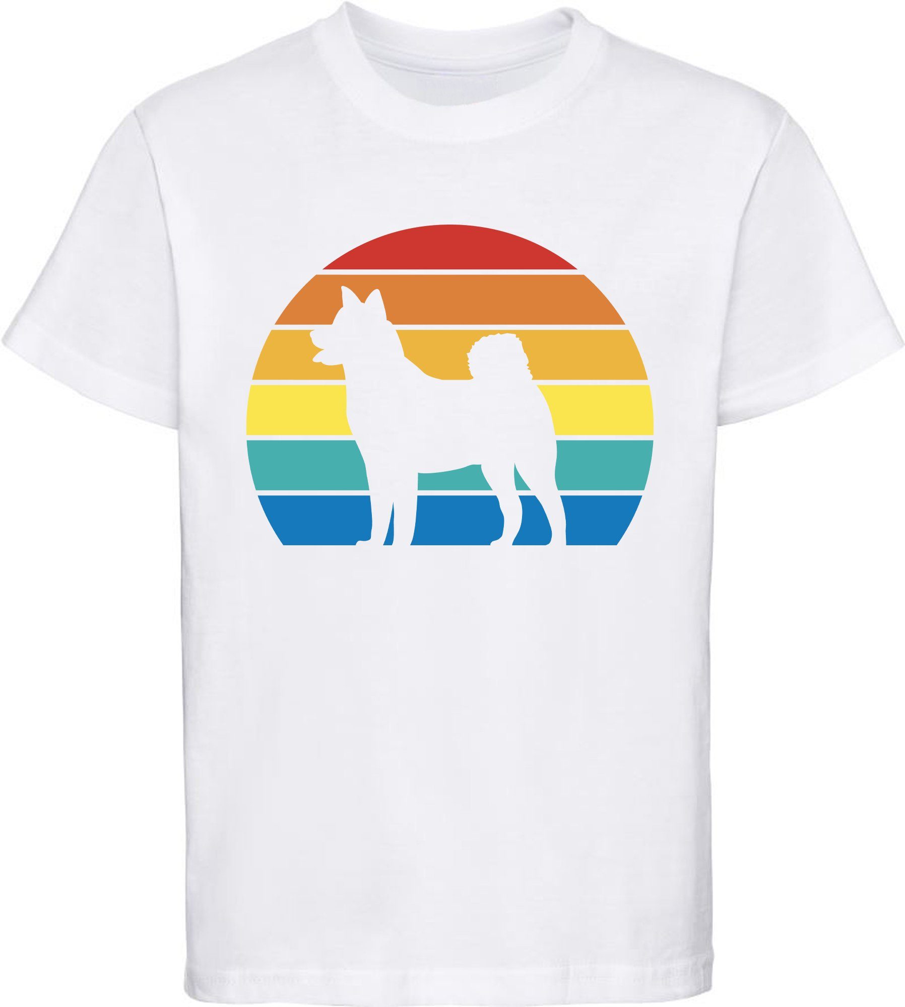Print-Shirt Bild Aufdruck, i236 Retro bedruckt Baumwollshirt weiss mit T-Shirt Kinder - Hunde MyDesign24 Akita