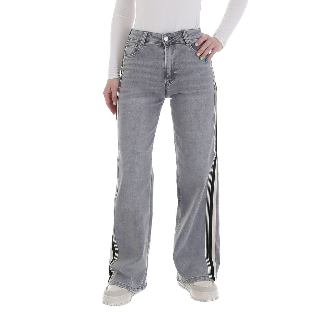 Ital-Design Dad-Jeans Moderne Damen Джинсы mit Streifen für Freizeit und Alltag (89550920) Used-Look Stretch Relaxed Fit Джинсы in Grau