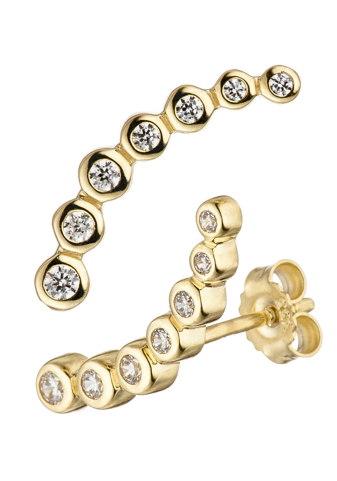 JOBO Paar Ohrstecker Ohrringe mit 14 Zirkonia, 333 Gold