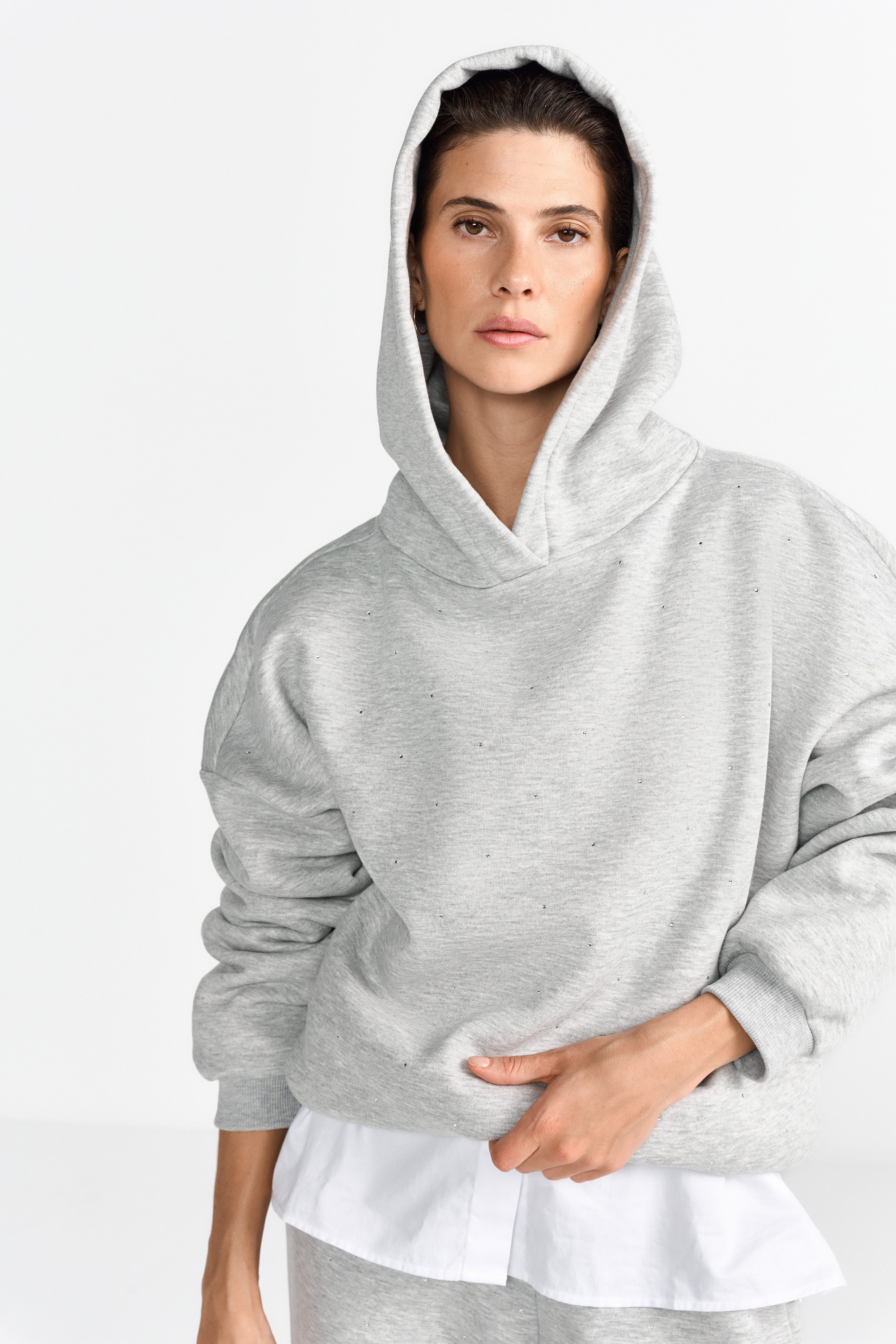 RICHROYAL Hoodie mit Strasssteinen, oversized fit günstig online kaufen
