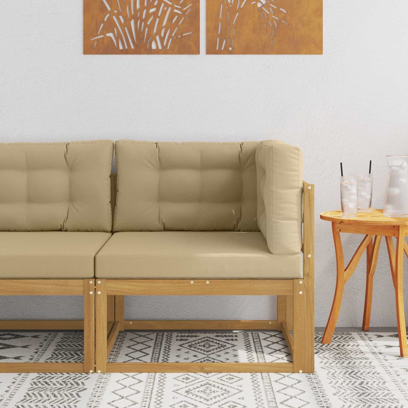 vidaXL Sofaelement Outdoor Ecksofa Polyester Weiß (1 St)