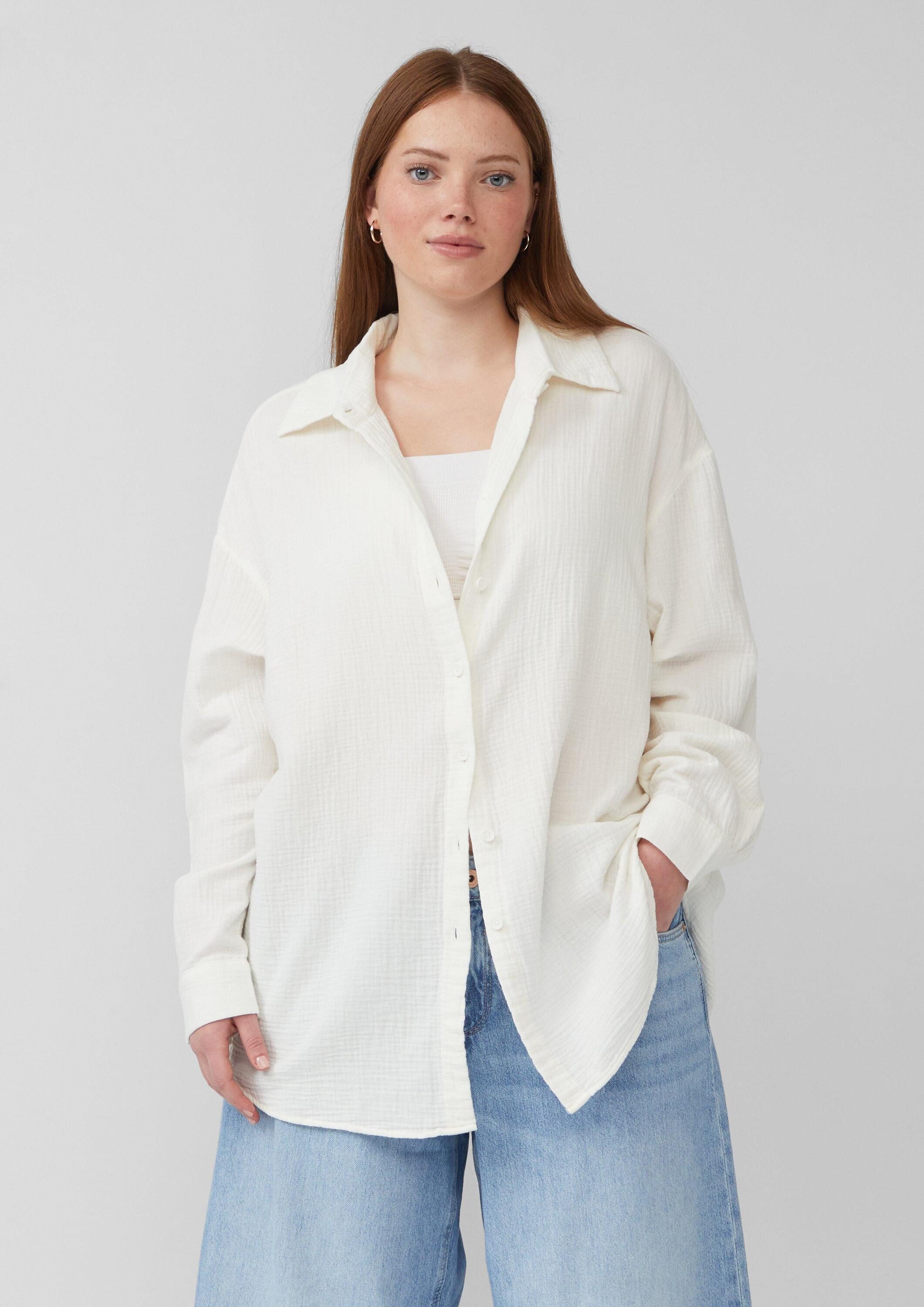 QS Langarmbluse Bluse Hemdbluse aus Musselin günstig online kaufen