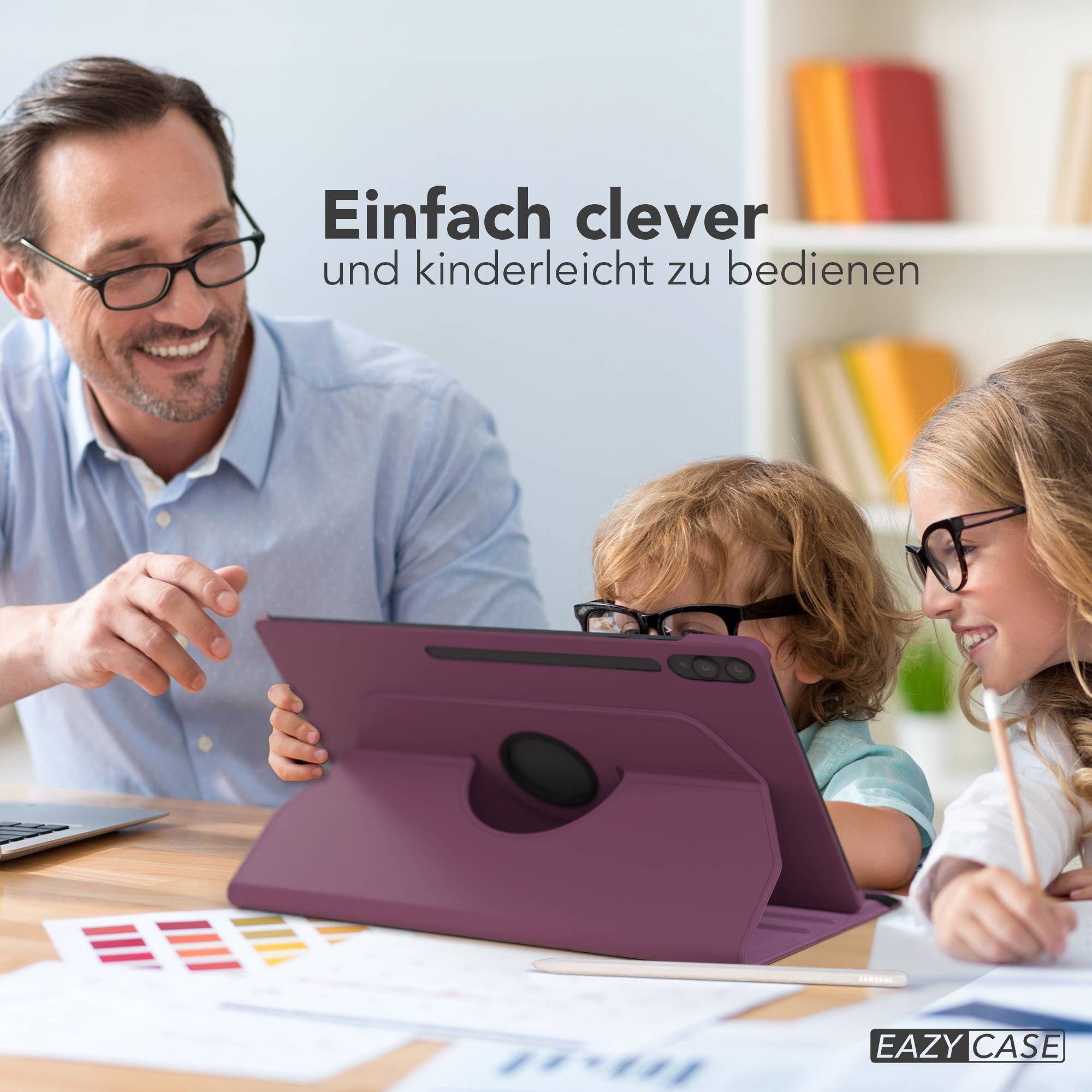 EAZY CASE Tablet-Hülle Rotationcase für Samsung Galaxy Tab S11 Ultra 14,6 Zoll, Tablet-Hülle Bookstyle Case Fullcover Schutz Tasche Stehfunktion Lila – Bild 3 von 5