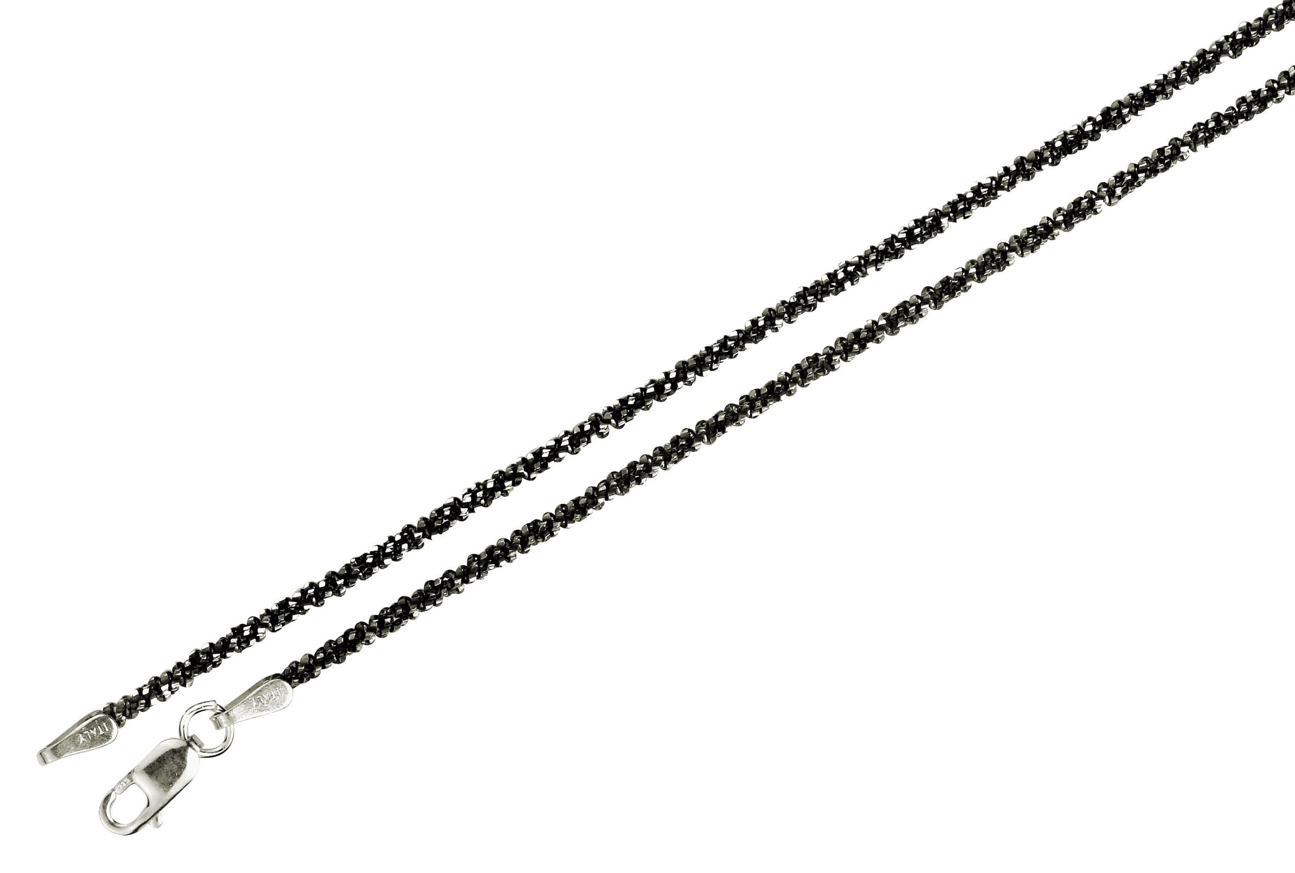 SILBERMOOS Statementkette Diamantierte Criss-Cross-Kette geschwärzt, 925 Sterling Silber