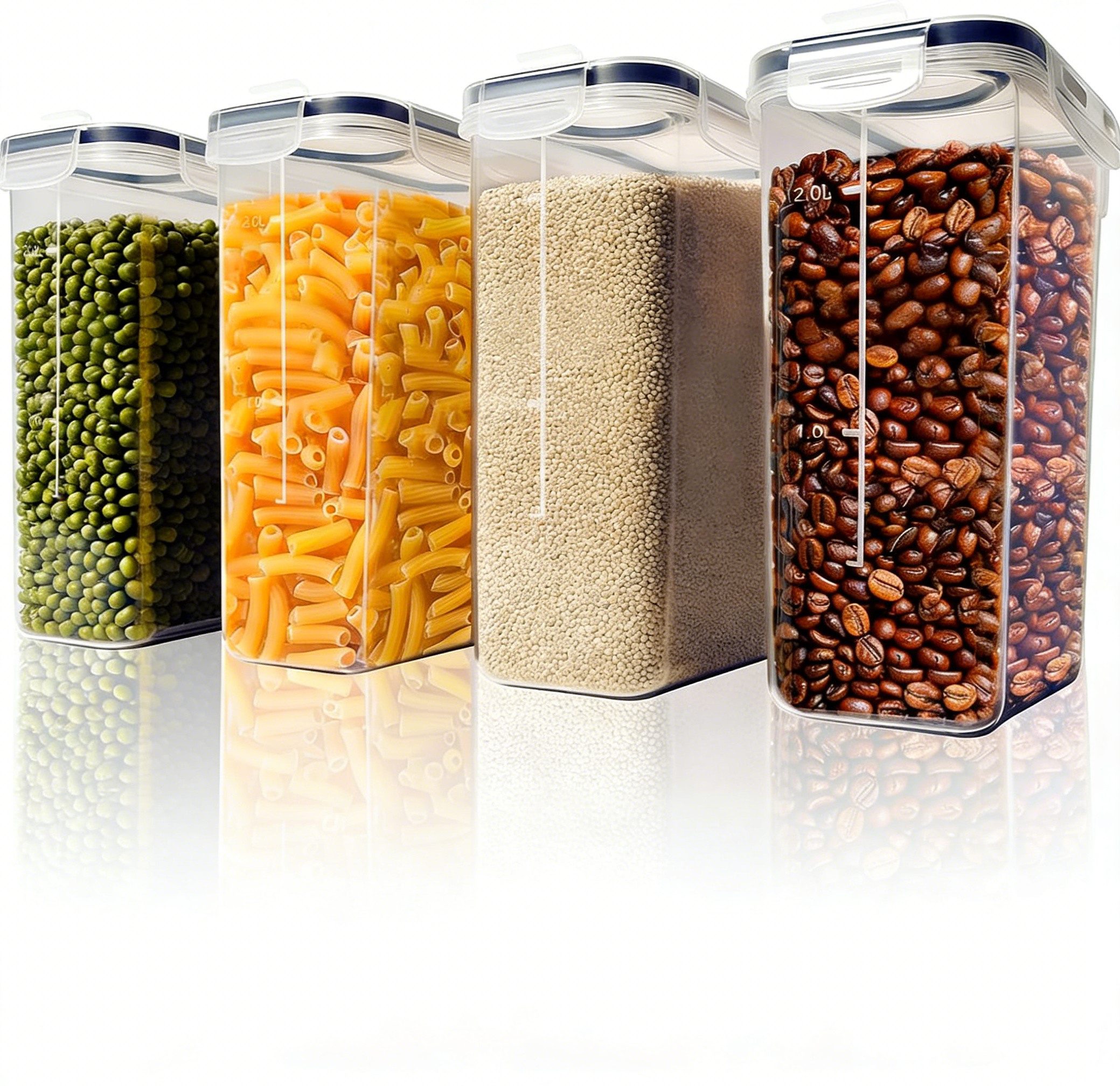 BlingBin Vorratsdose Frischhaltedose mit Deckel Luftdicht, Aufbewahrungsboxen Set, PP + Silikon, (4er Set, 4-tlg., 4 Stück), 2,5L Vorratsbehälter für Mehl,Zucker,Körner,Müsli,Cornflakes,Spaghetti