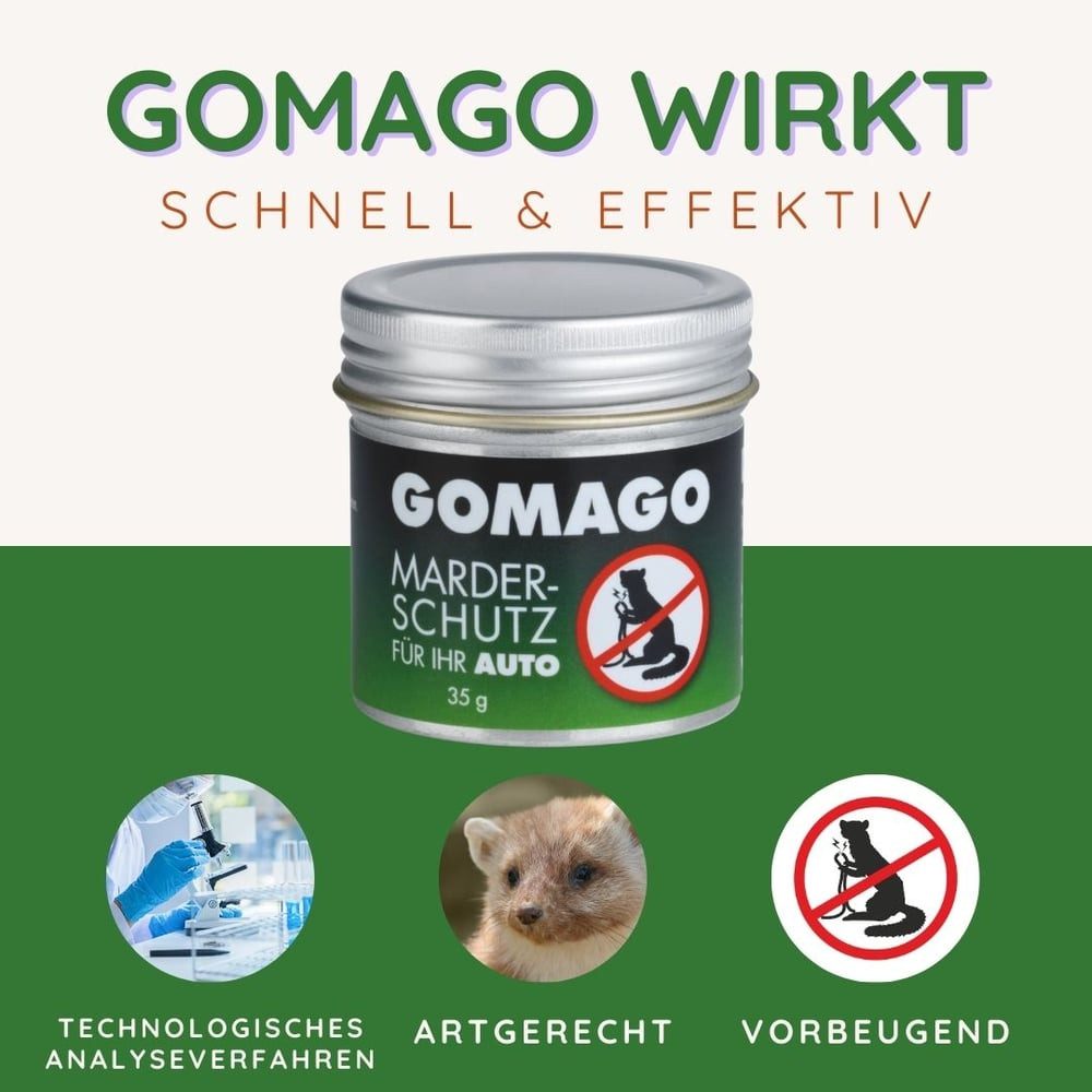 GOMAGO Vergrämungsmittel Marderschutz für Ihr Auto, vertreibt den Marder aus dem Motorraum, 1-St., Zuverlässige und einfache Marderabwehr durch Duftstoff