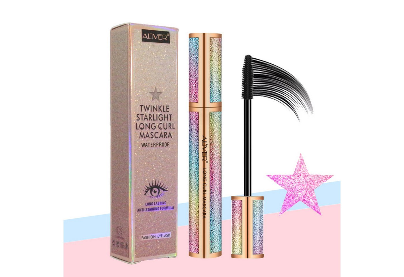 ALIVER Mascara 4D Wasserfeste Long Curl Volumen Wimperntusche Bürste, 1-tlg.