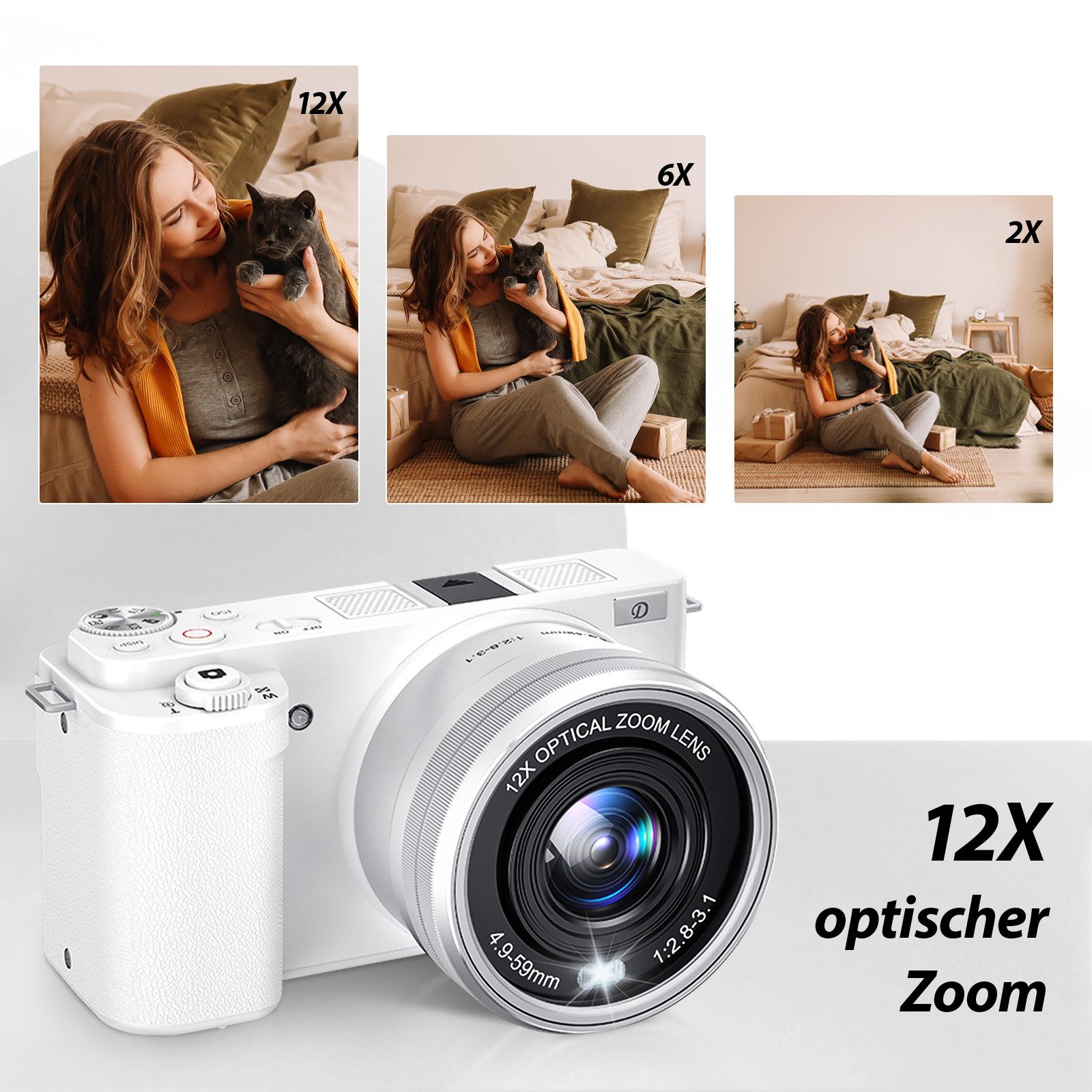 Fine Life Pro 64MP Digitalkamera für Einsteiger mit 4K Video – Kompaktkamera Kompaktkamera (2 Akkus + Lederhülle Perfekt für Reisen, Vlogs & Familienfotos)