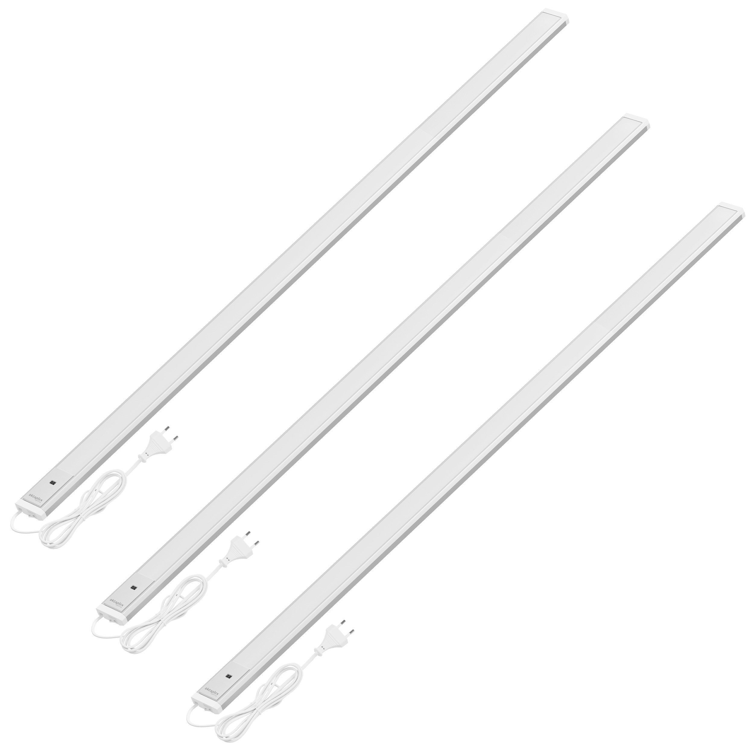 Oktaplex lighting LED Unterbauleuchte Aluminium Lichtleiste Küche 120cm Leuchte 700lm 10W, Dimmbar, LED, 10724, 3000K Unterschrankleuchte Küche mit Schalter