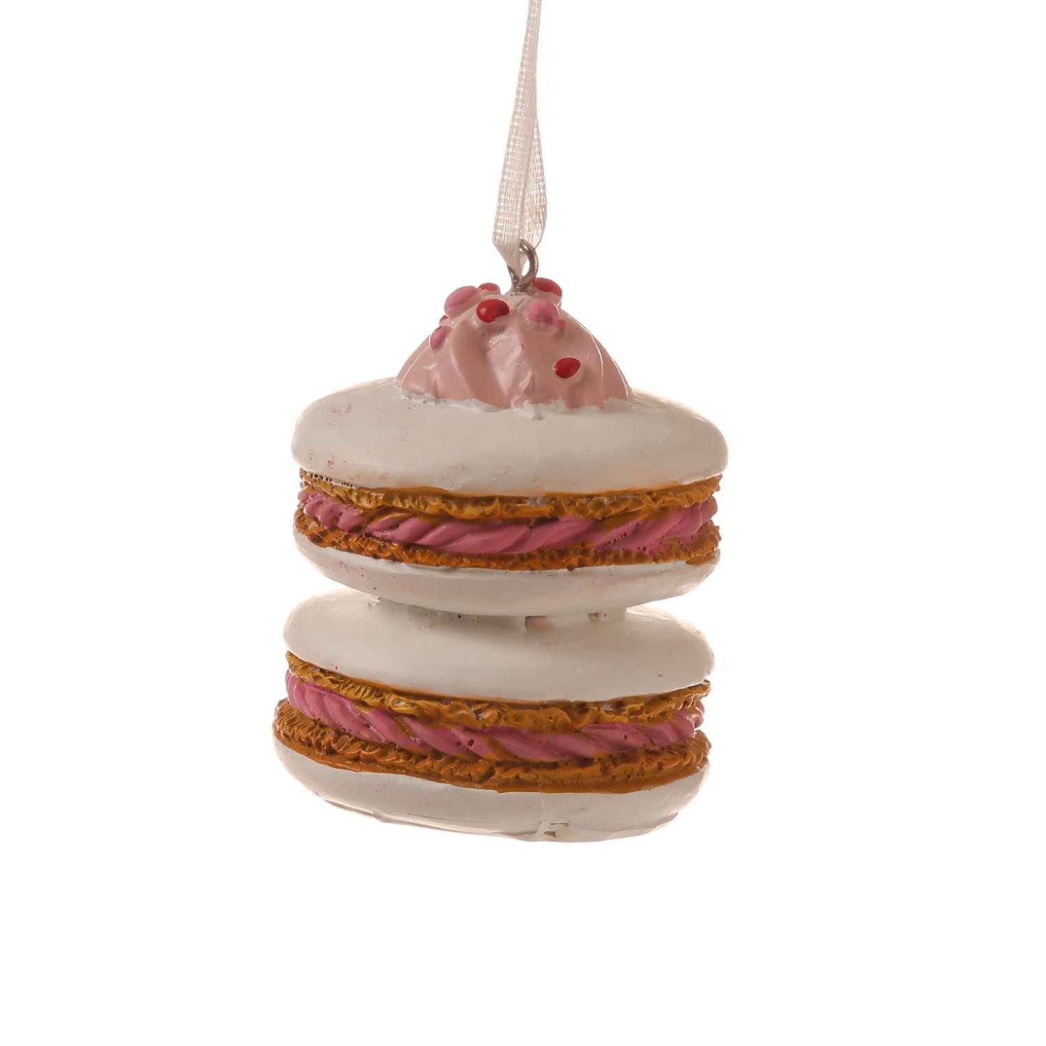 MARELIDA Christbaumschmuck Weihnachtsbaumschmuck Macaron Keks Baumhänger H: 6,5cm weiß