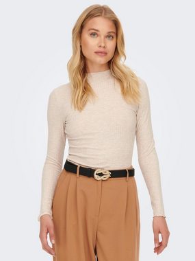 ONLY T-Shirt Dünnes Langarm Shirt Stehkragen Longsleeve ONLEMMA (1-tlg) 3878 in Beige