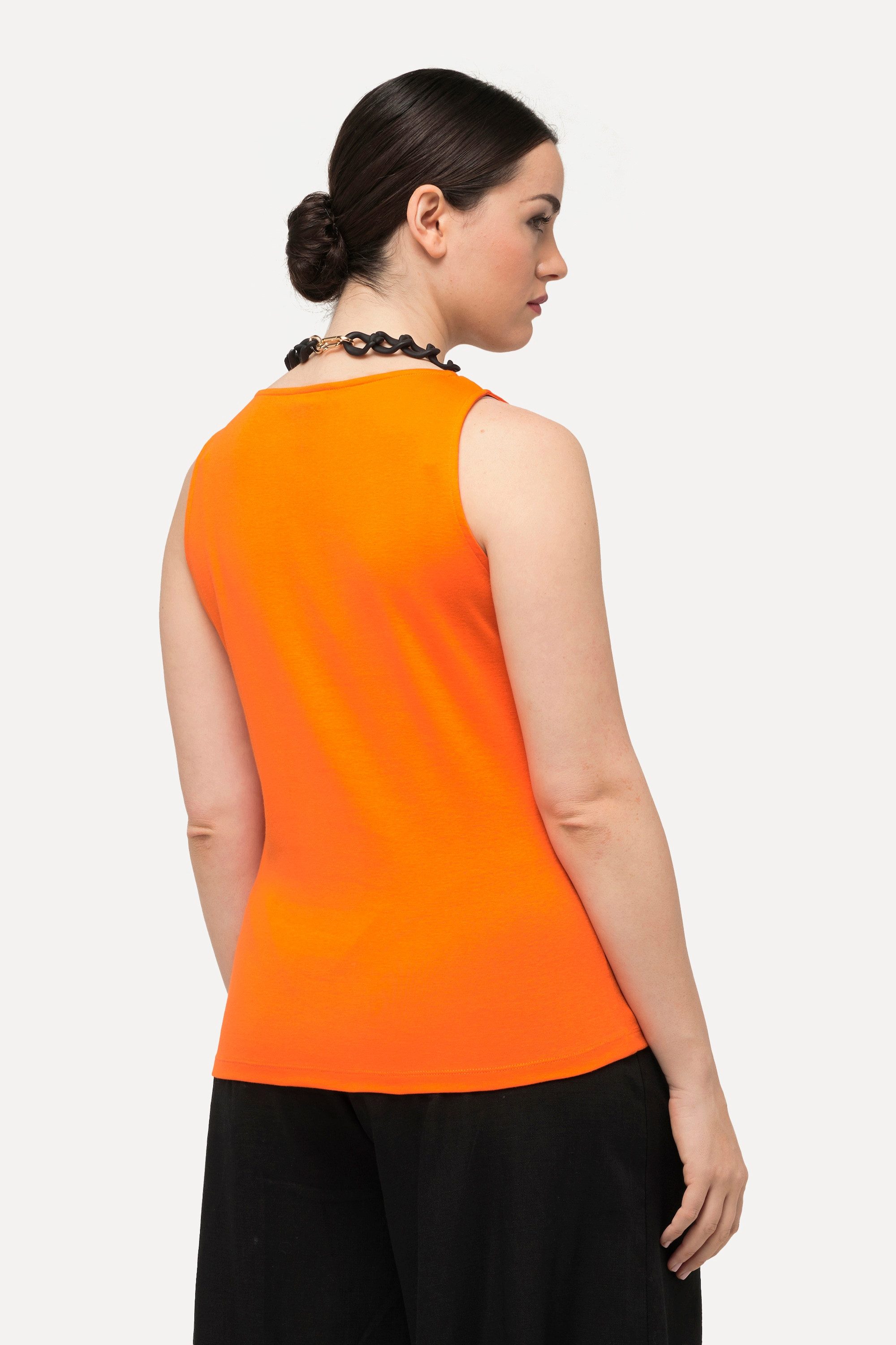 Ulla Popken Longtop Top Rippjersey Slim V-Ausschnitt ärmellos