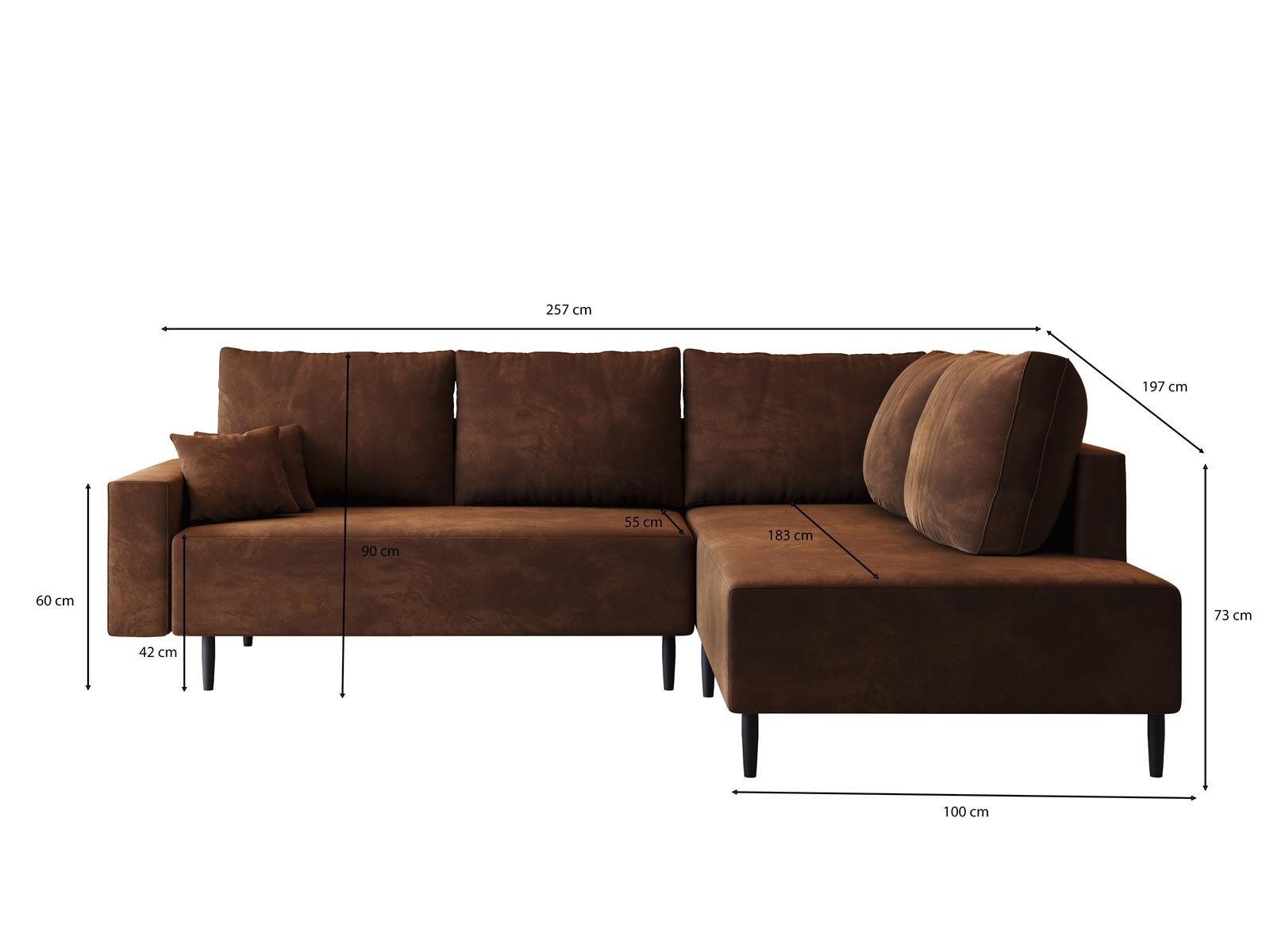 Compleo Ecksofa mit Bonellfederung BLAIR, Bequemes, modernes, L-form, Modern design