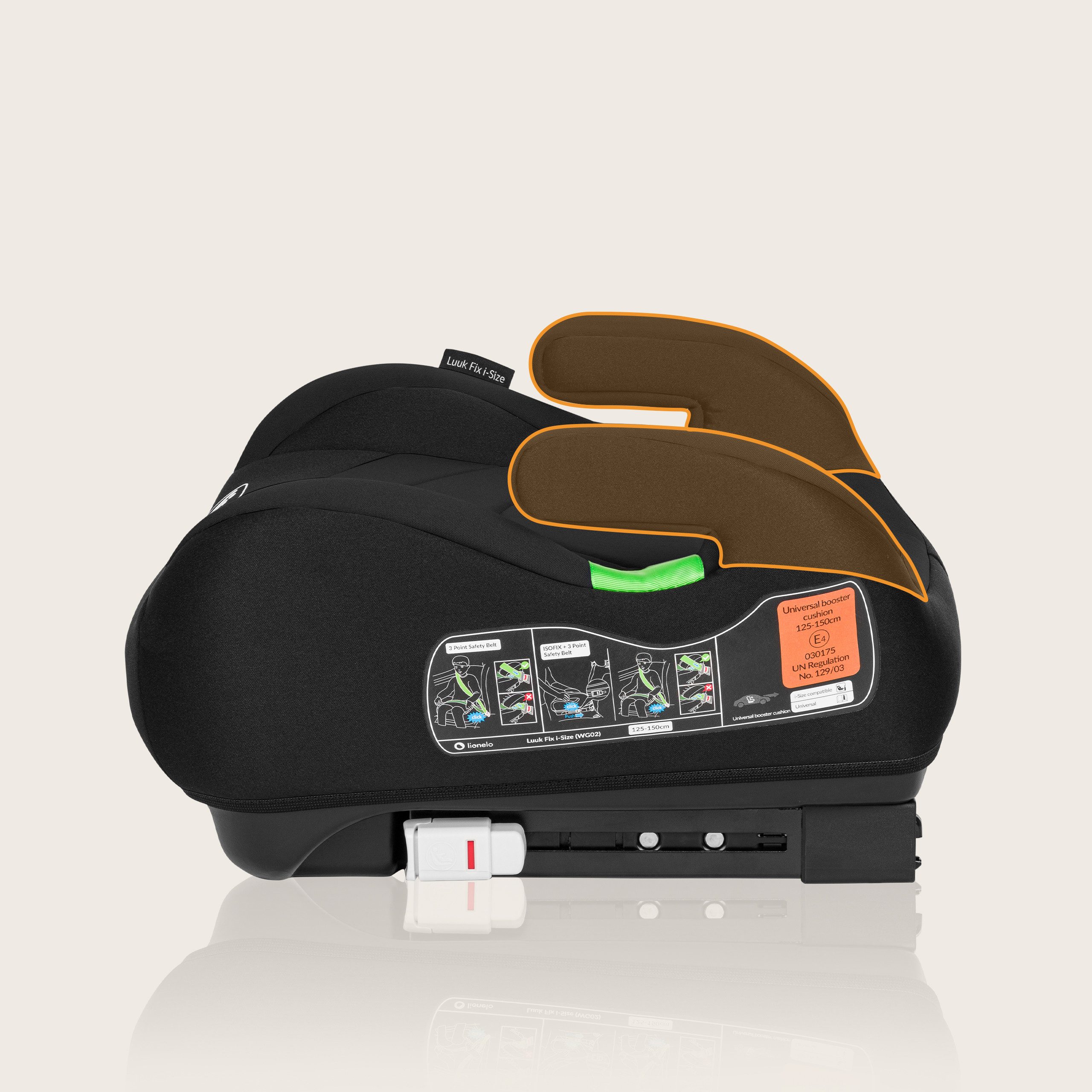 lionelo Kindersitzerhöhung LUUK FIX I-SIZE, ab: ab 2 Jhre, bis: bis zu 4 Jahre oder länger, ab: 125,00 cm, bis: 150,00 cm, (Set), ISOFIX / I-SIZE / Maschinenwas – Bild 5 von 5