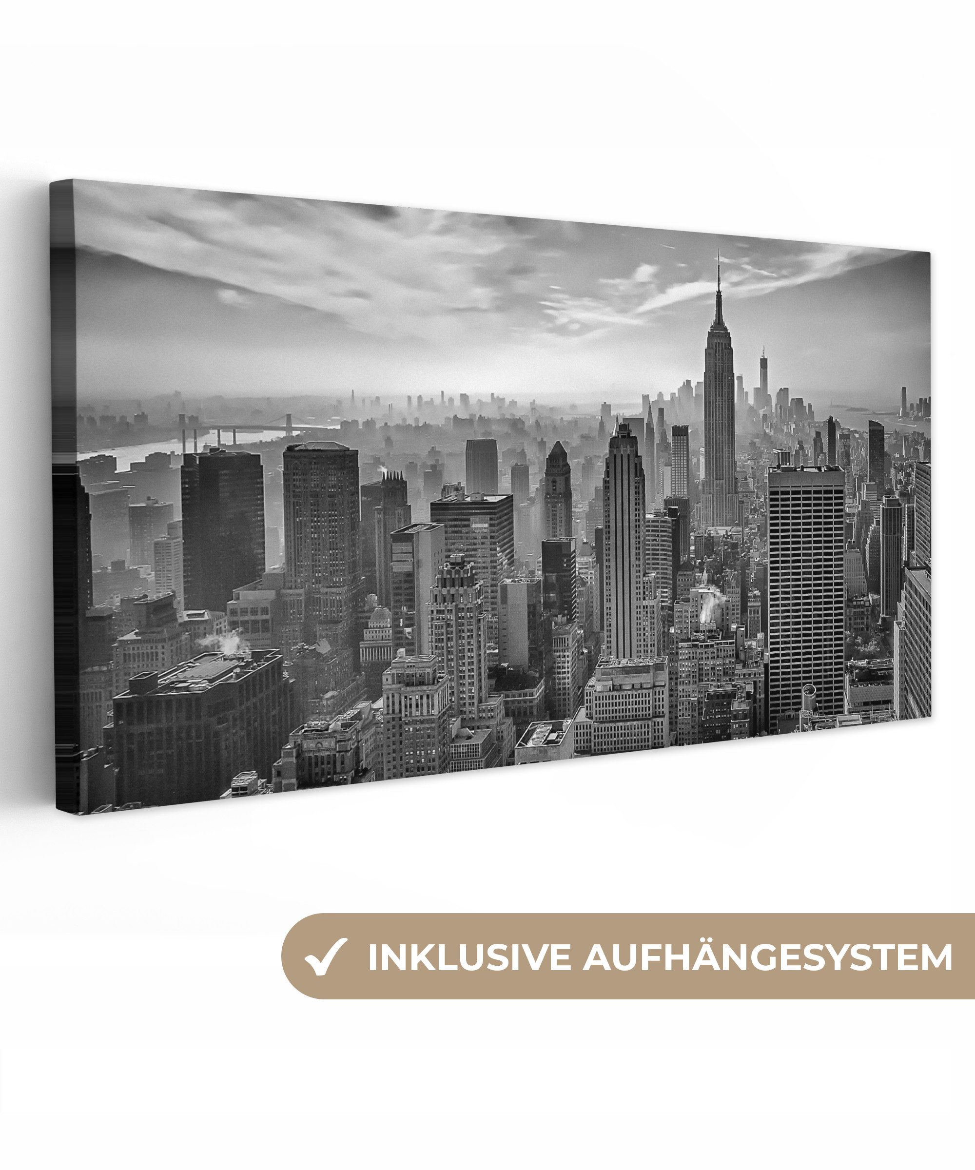 OneMillionCanvasses® Leinwandbild Panorama Architektur - Schwarz und weiß - günstig online kaufen