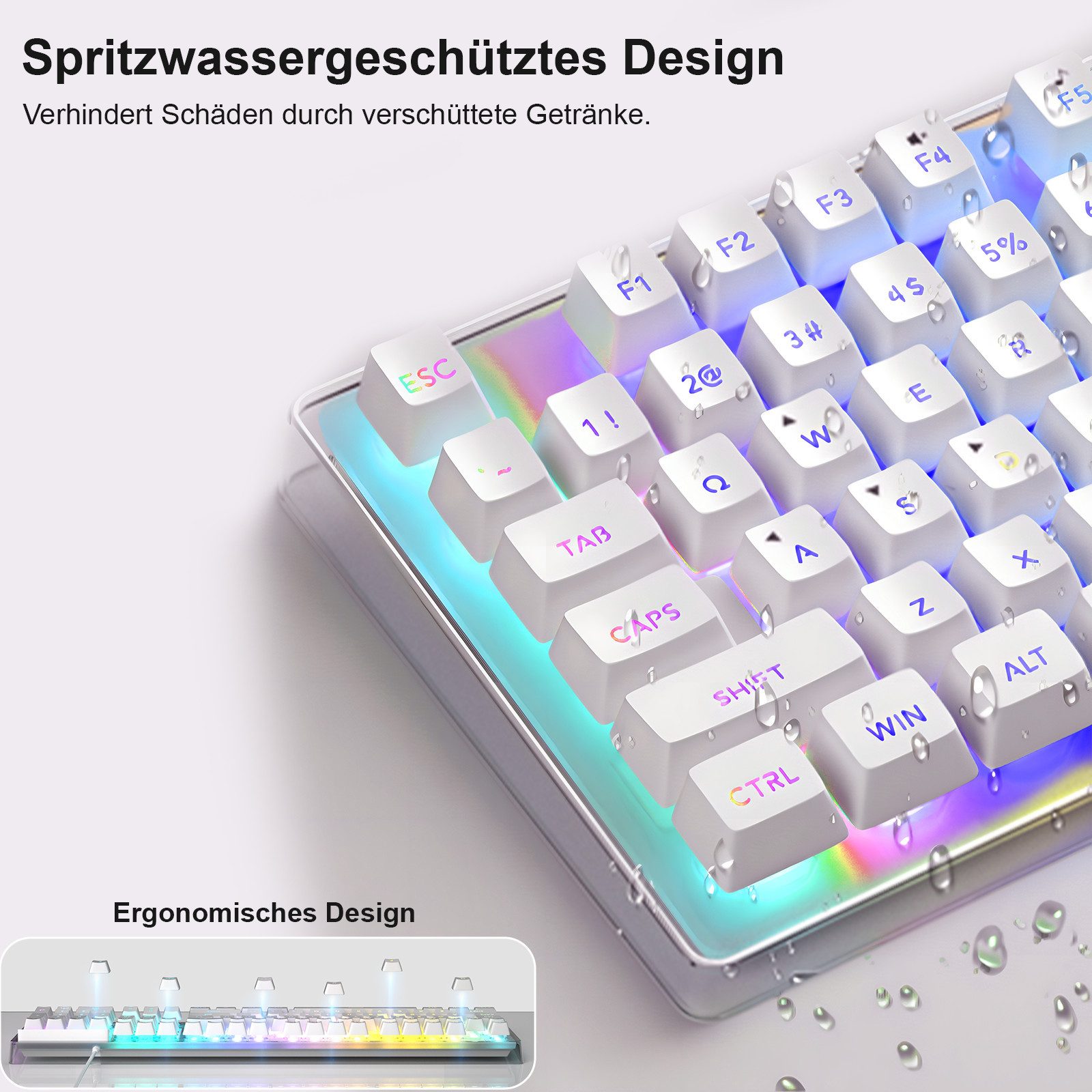 Novzep RGB Tastatur-Maus-Set Kabelgebundene, 104 Tasten, 3200 DPI Tastatur- und Maus-Set, (Mauspad,RGB Gaming Bundle Tastatur Anti-Ghosting), Plug & Play ergonomisch, USB Kabel RGB Beleuchtung