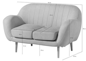 Massivmoebel24 2-Sitzer HOLMA, Skandi-Stil, formschönes Design, lose Sitzpolster, Schaum auf Wellenfederung