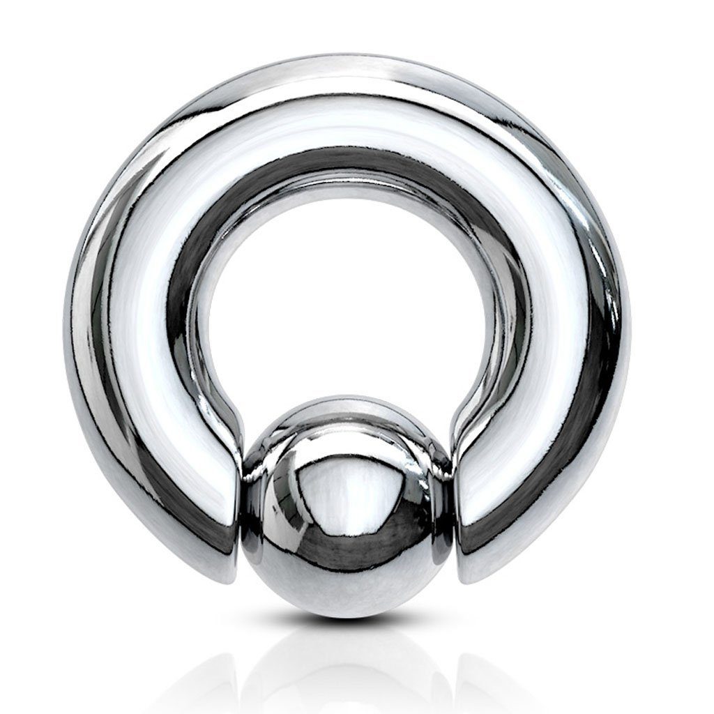 viva-adorno Intimpiercing Piercing Ring BCR XXL Klemmring mit Kugel Spring Ball Closure Ring, Clip in Pop Out Ohrpiercing Nasenpiercing Septumpiercing Brustpiercing Silber