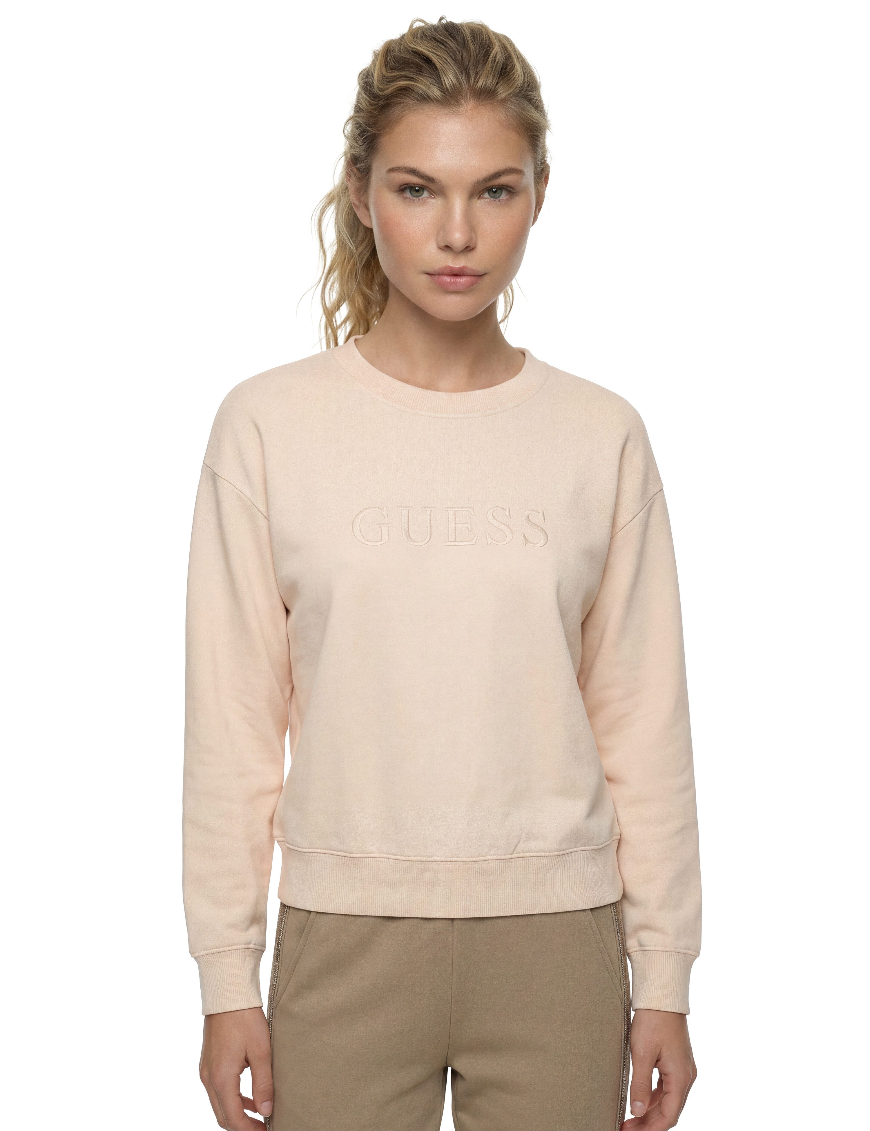 Guess Sweatshirt SOFIA ROUND NECK mit gesticktem Logoschriftzug, Baumwollmix