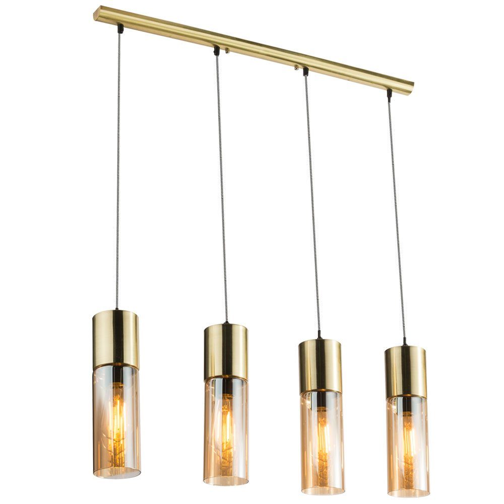 GLOBO LIGHTING Hängeleuchte, Leuchtmittel nicht inklusive, Messing Decken Hänge Lampe Wohn Zimmer Beleuchtung Glas Pendel Leuchte