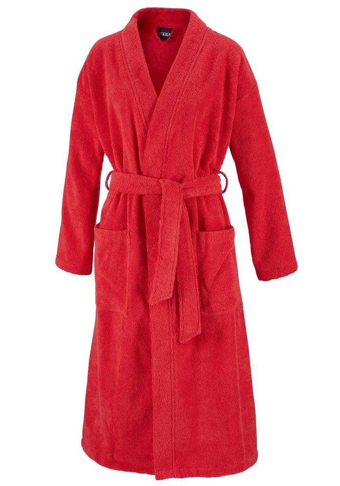 Egeria Unisex-Bademantel Topas, ideal für Sauna & Spa, Hotelbademantel, Morgenmantel, Langform, Walkfrottee, Schalkragen, Gürtel, für Damen & Herren, in Kimonoform