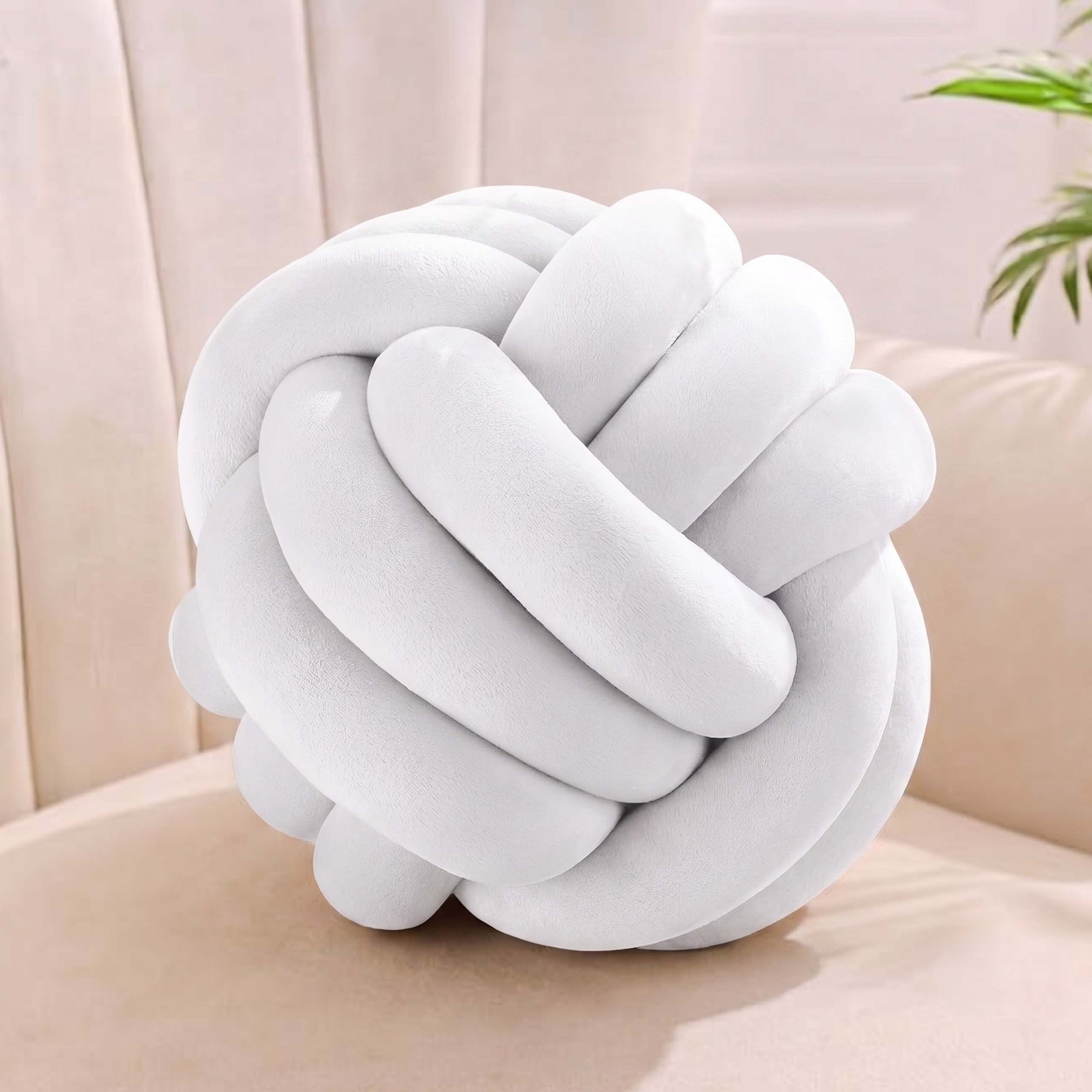 relaxdays Dekokissen Knotenkissen, Beige