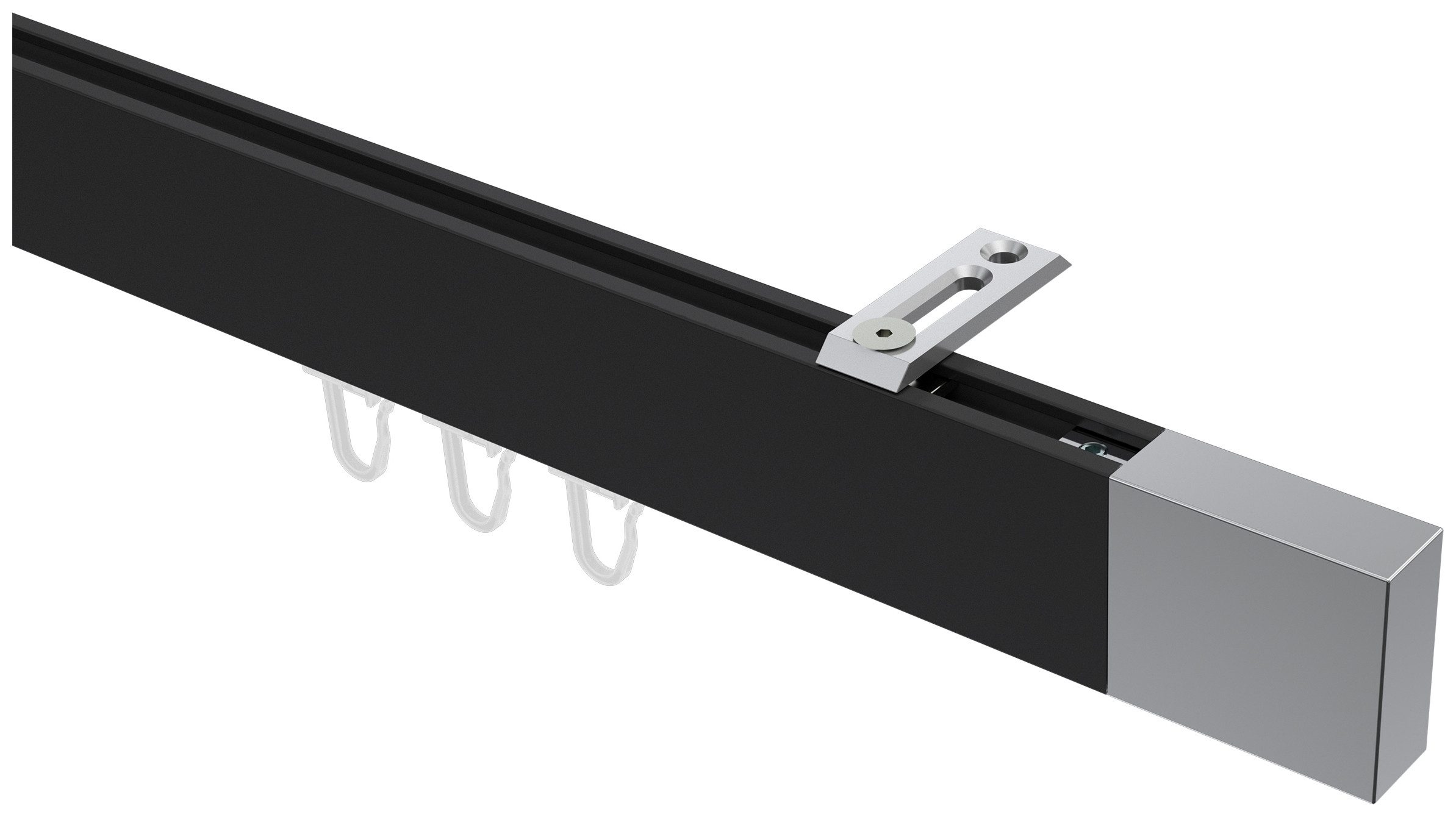 INTERDECO Innenlaufschiene Smartline Lox, 1-läufig, Fixmaß, kürzbar, Deckenmontage, Aluminium, Schwarz / Chrom / Bicolor, 14x35