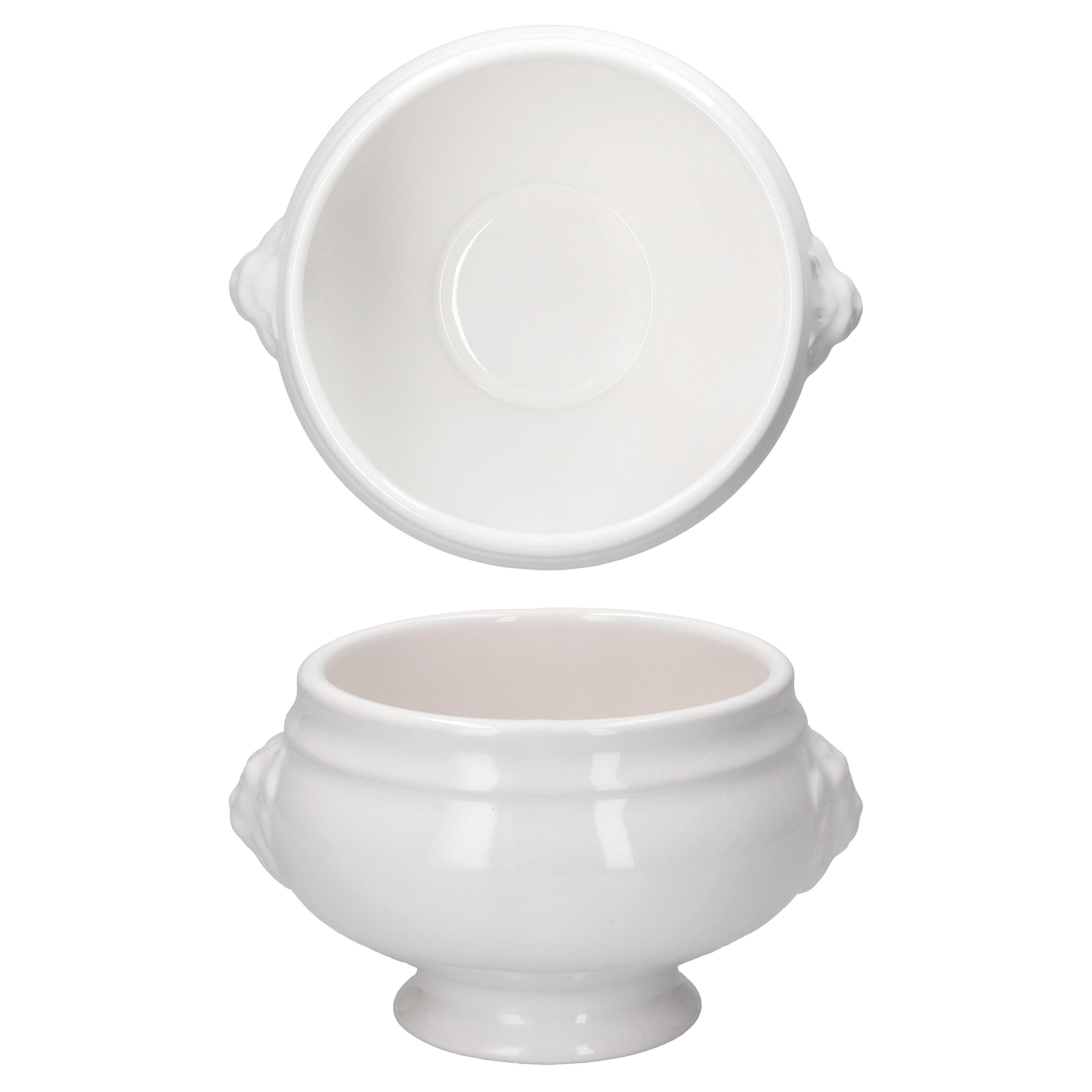 MamboCat Suppenschüssel 6x LEO Löwenkopf-Terrinen 450ml weiß 6 Personen, Steingut