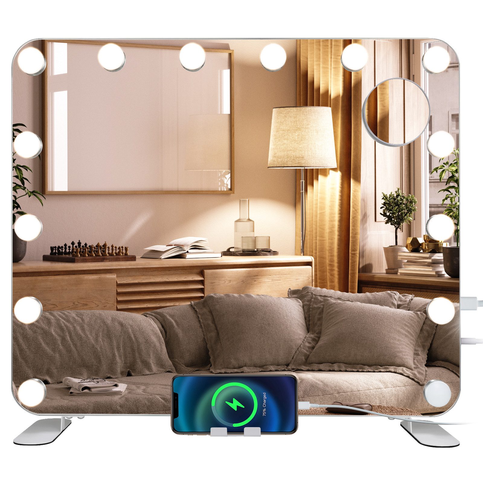 TLGREEN Kosmetikspiegel mit Beleuchtung,60x50 cm Hollywood Schminkspiegel m günstig online kaufen