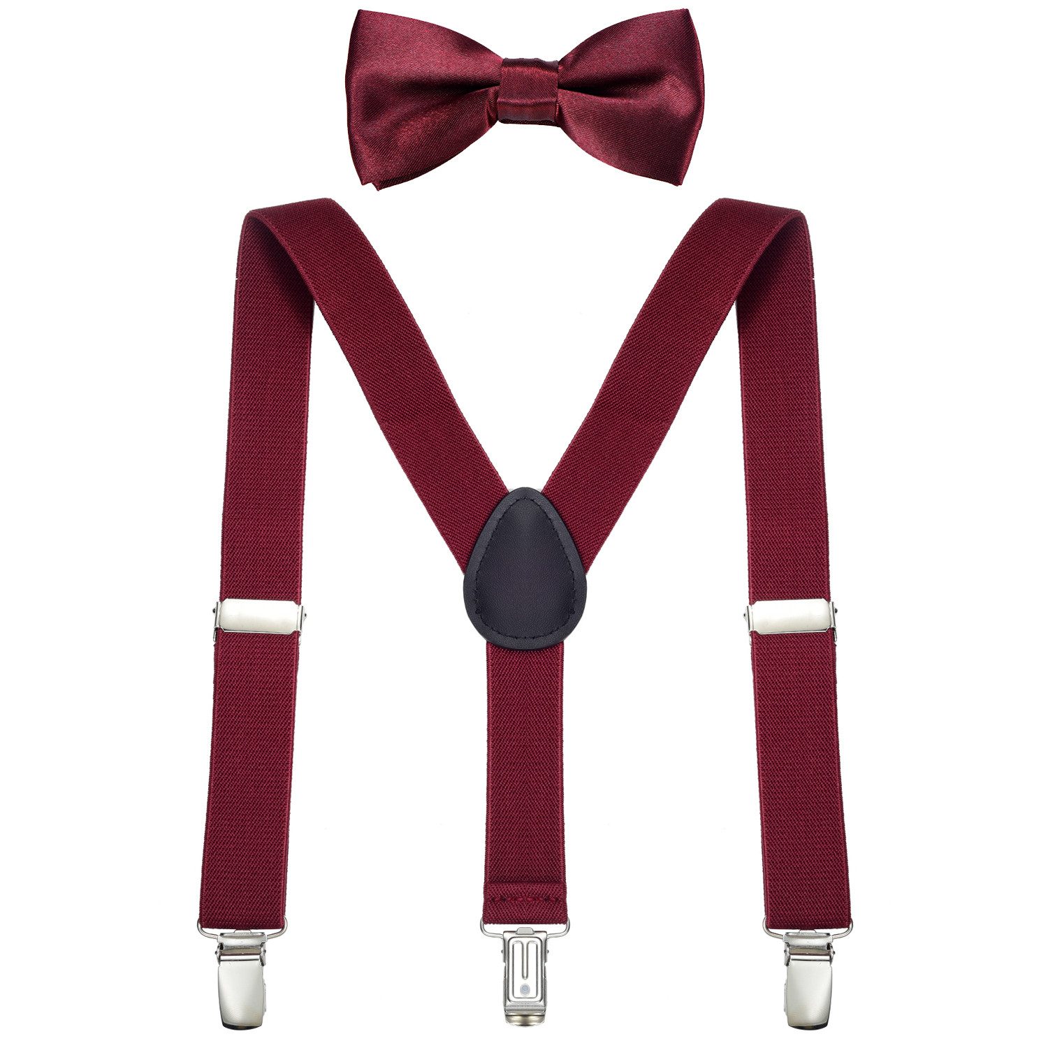 DonDon Hosenträger DonDon Jungen Hosenträger Fliegen Set für Kinder (2er Set, 2-St., Hosenträger mit farblich passender Fliege) 2er Set, schmaler Hosenträger Y-Form, farblich passende Fliege